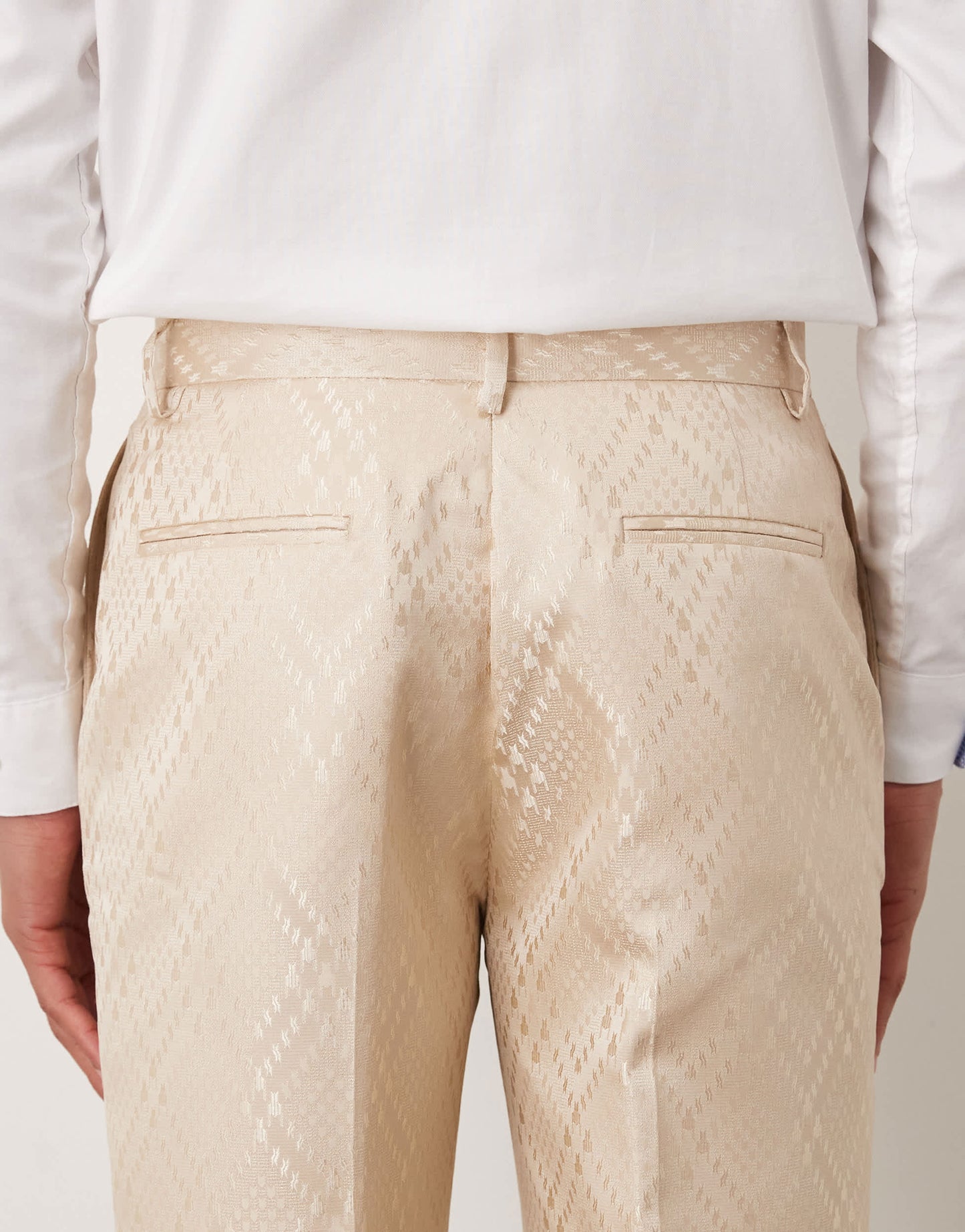 ASOS DESIGN straight leg suit trousers in stone jacquard