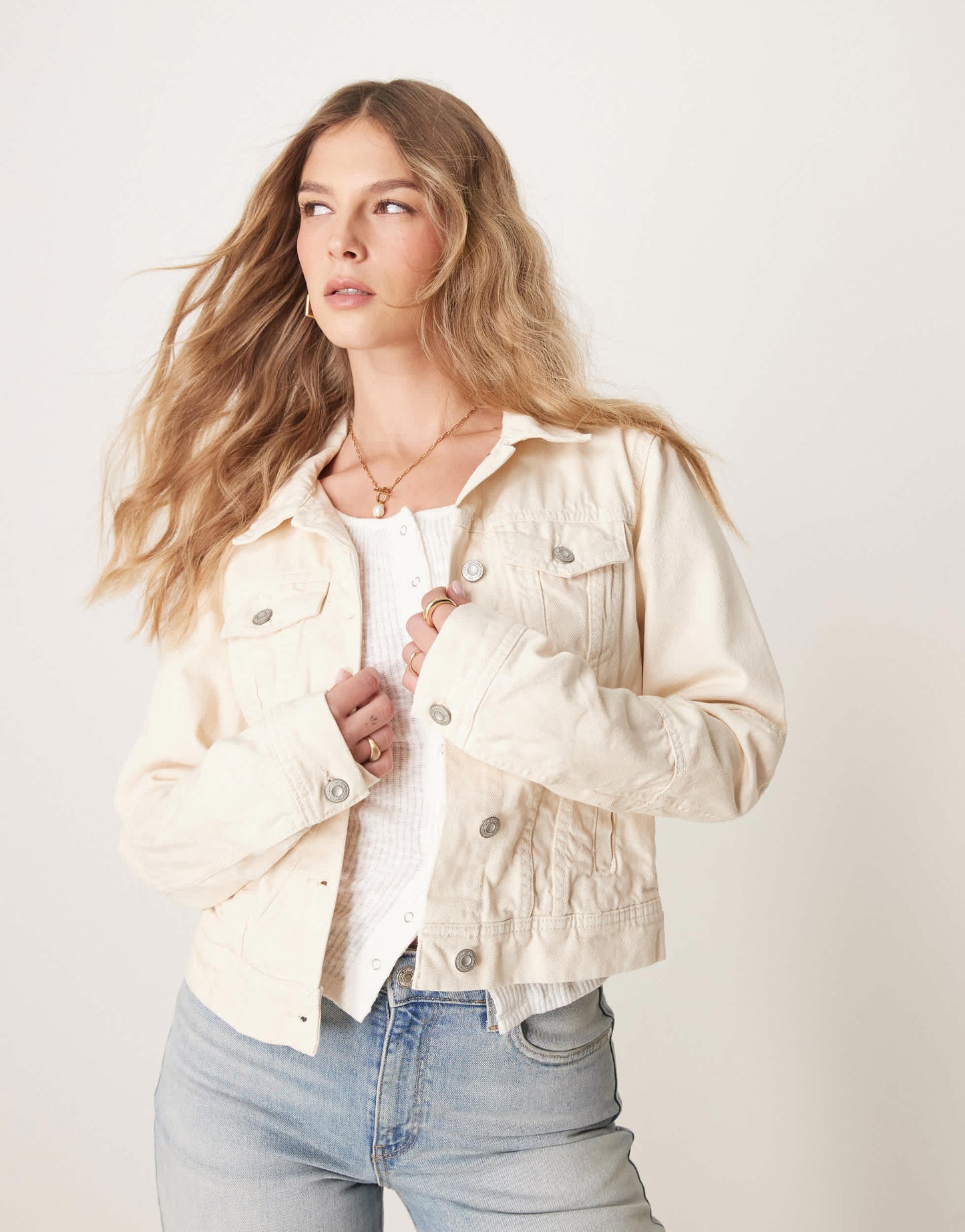 Free People rumors denim jacket in ecru