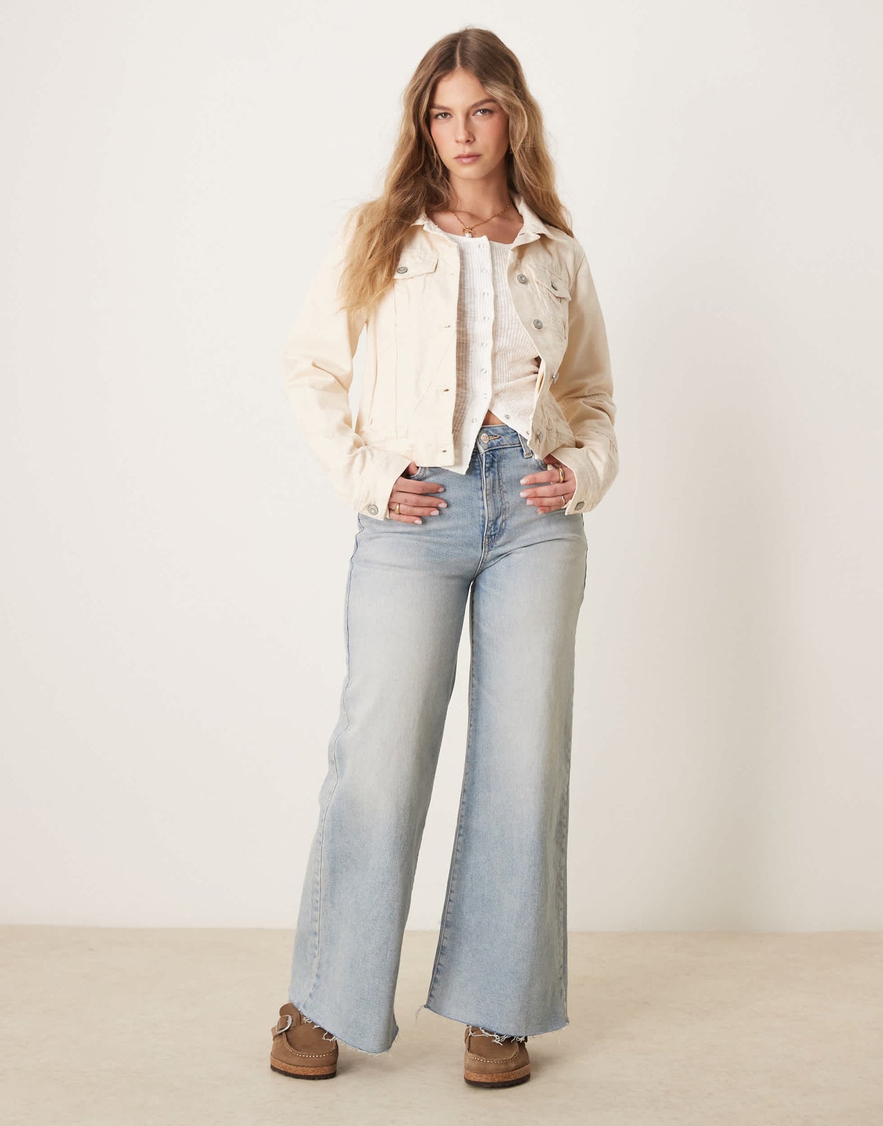 Free People rumors denim jacket in ecru