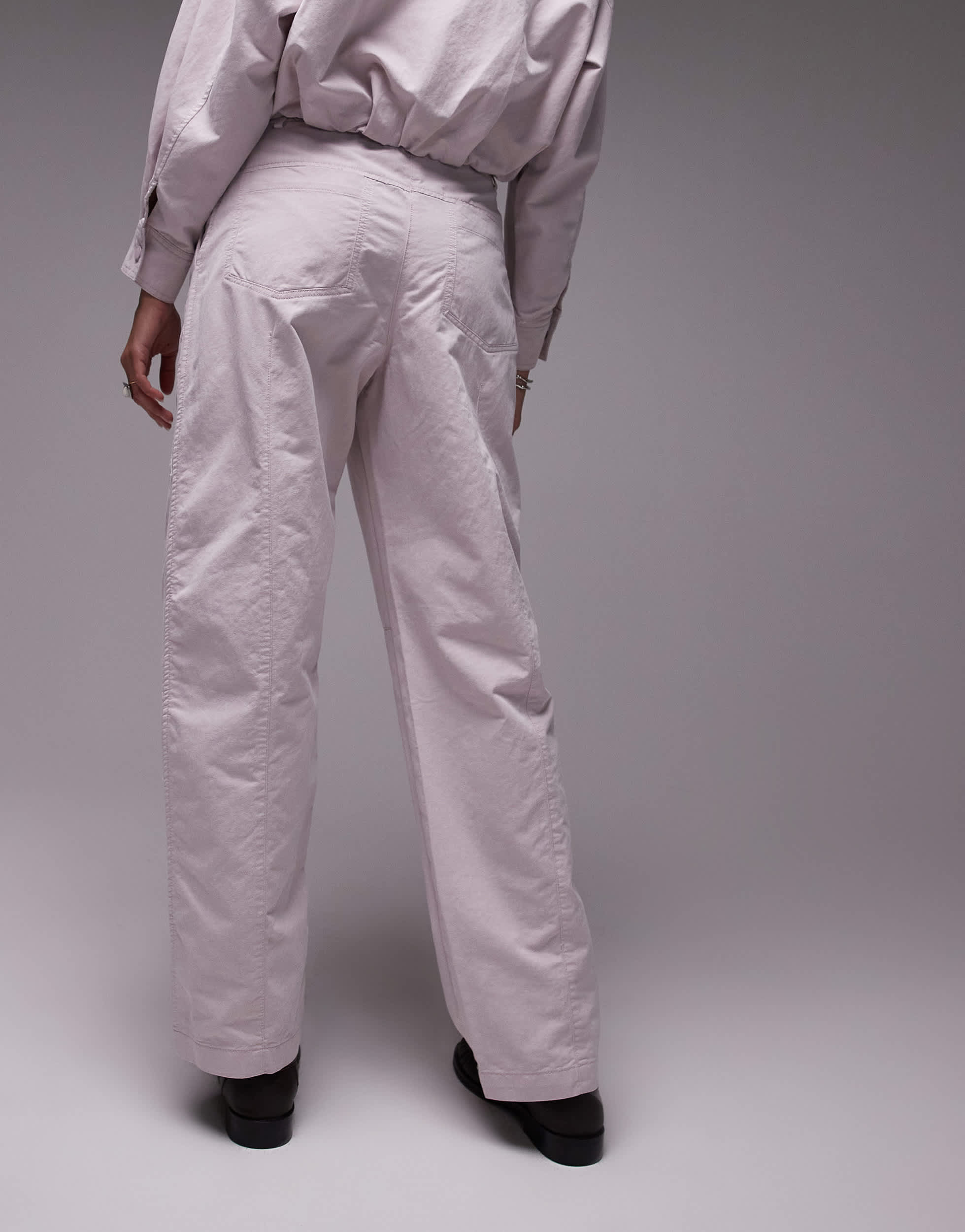 Mango tapered trouser co ord in pale pink