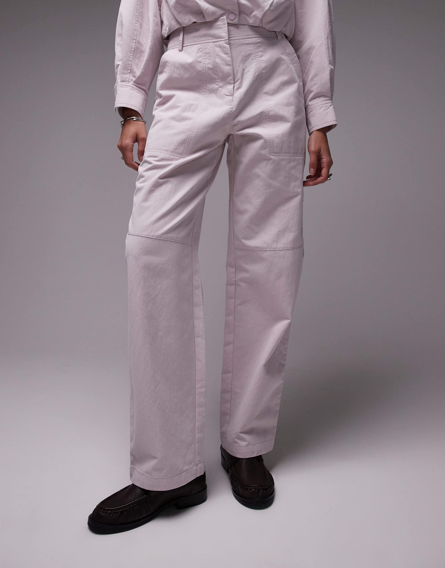 Mango tapered trouser co ord in pale pink