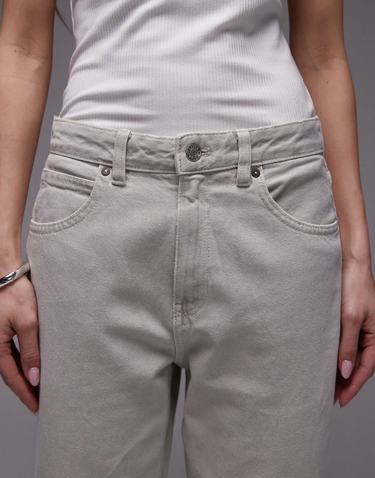 Mango Miami mid rise straight jeans in light grey
