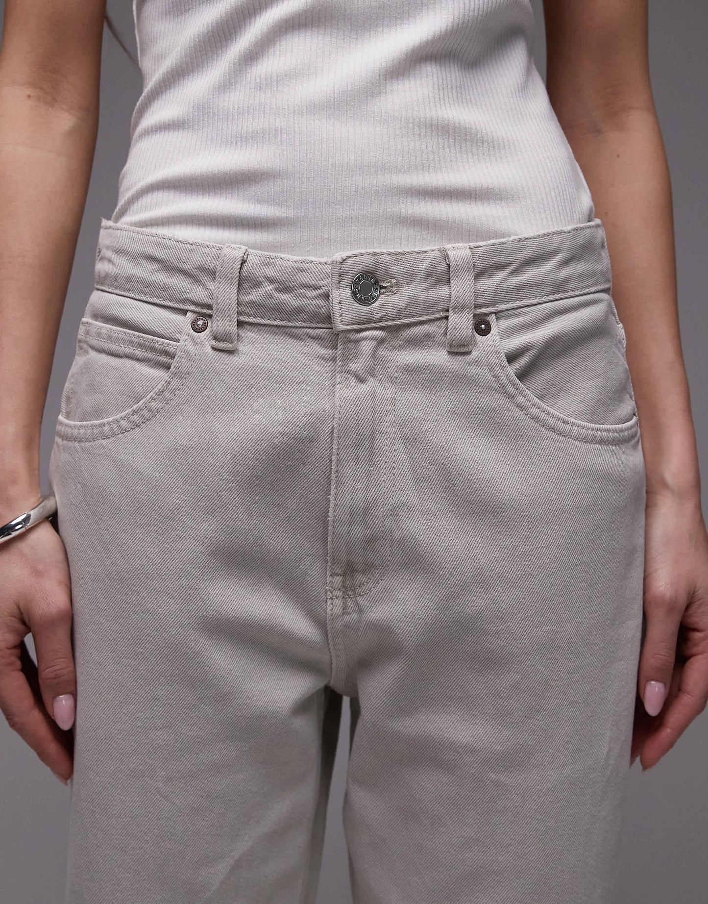 Mango Miami mid rise straight jeans in light grey