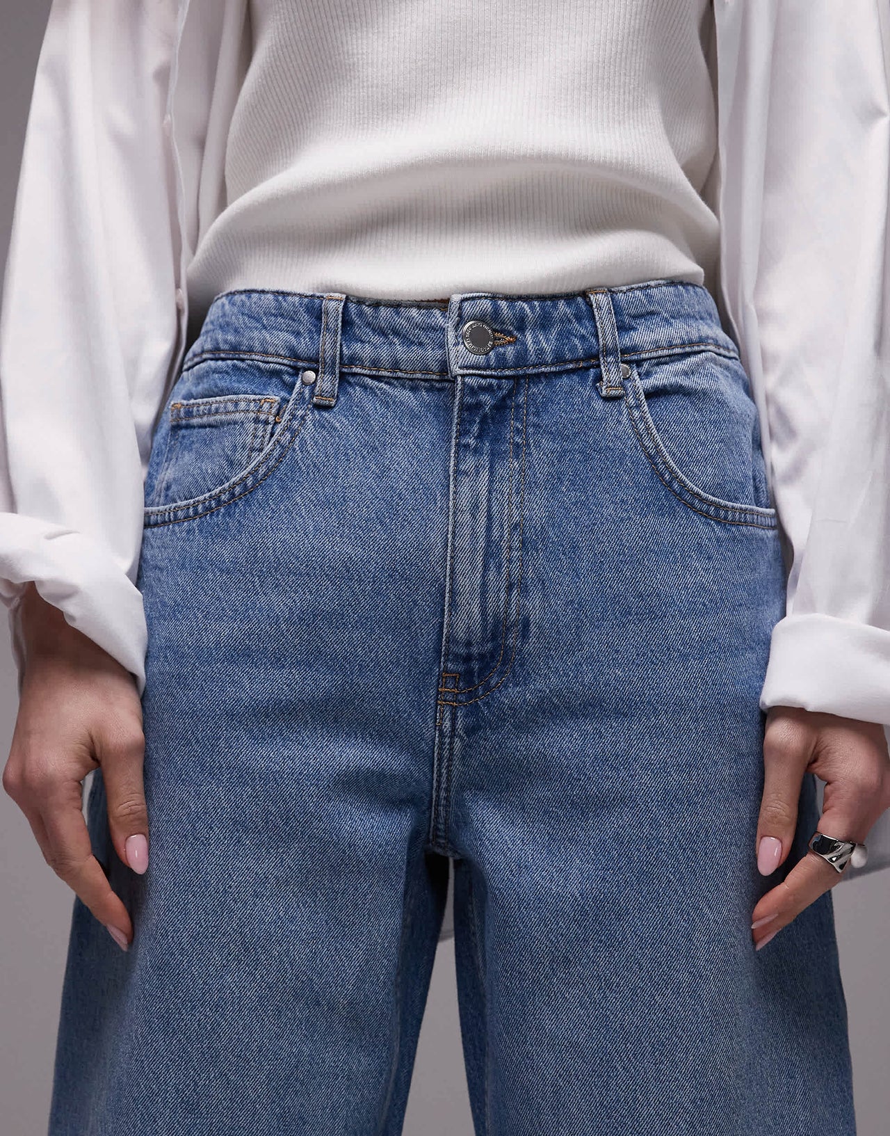 Mango Carlo seam front jeans in light blue