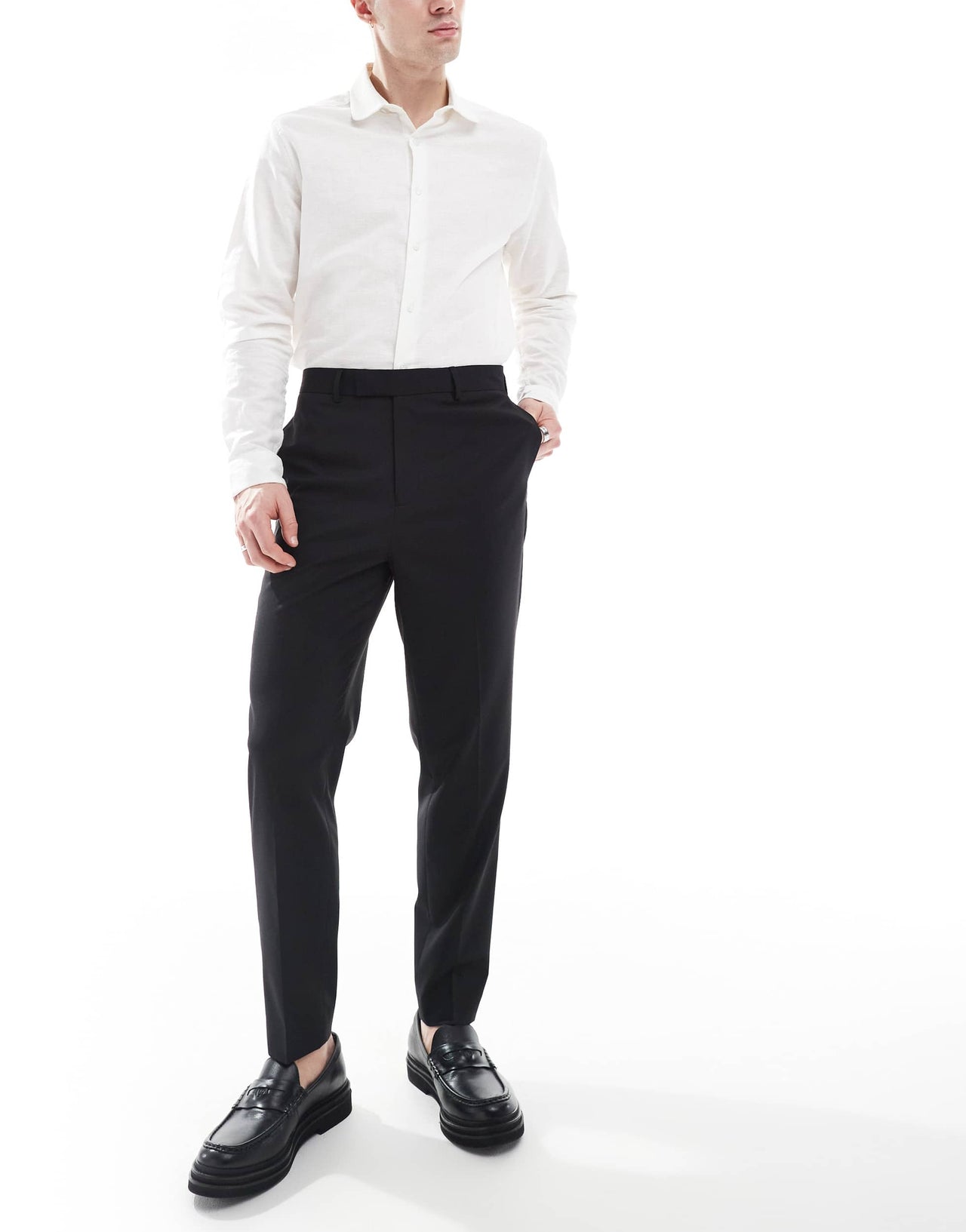 ASOS DESIGN smart tapered fit trousers in black