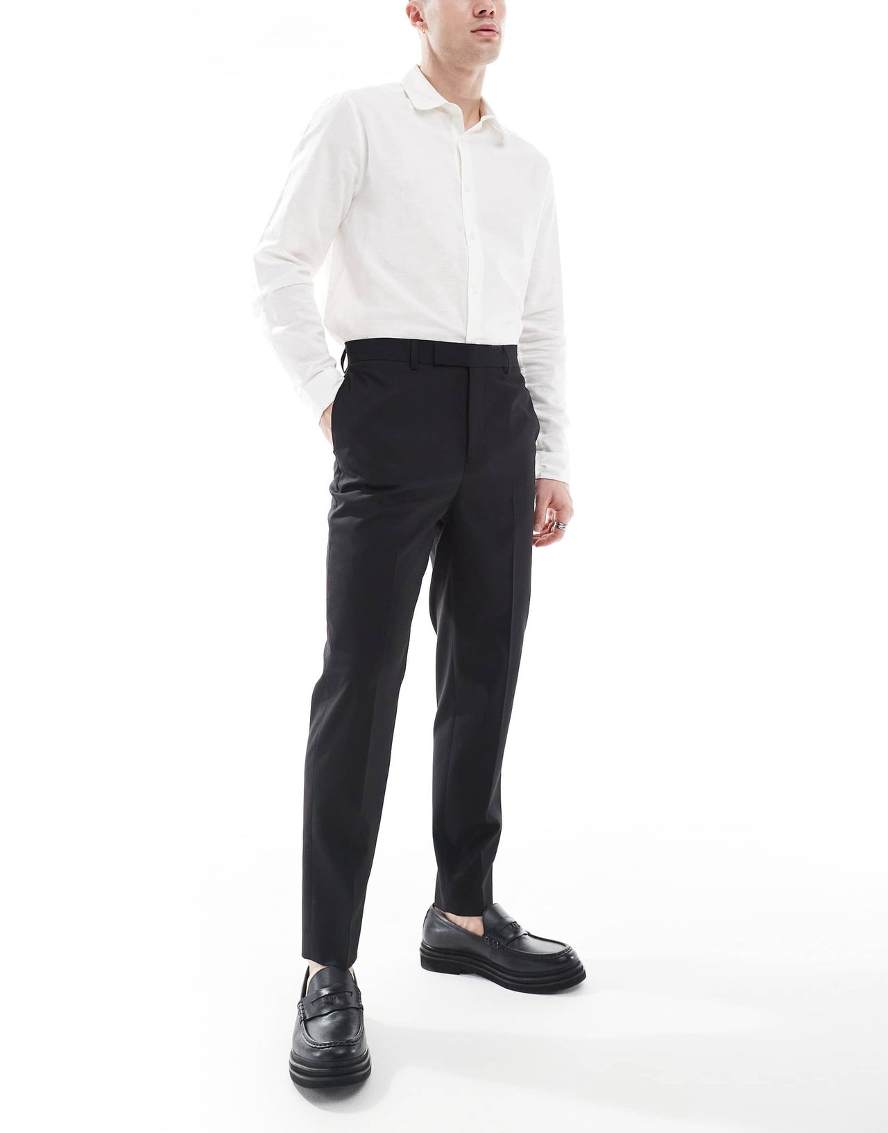 ASOS DESIGN smart tapered fit trousers in black