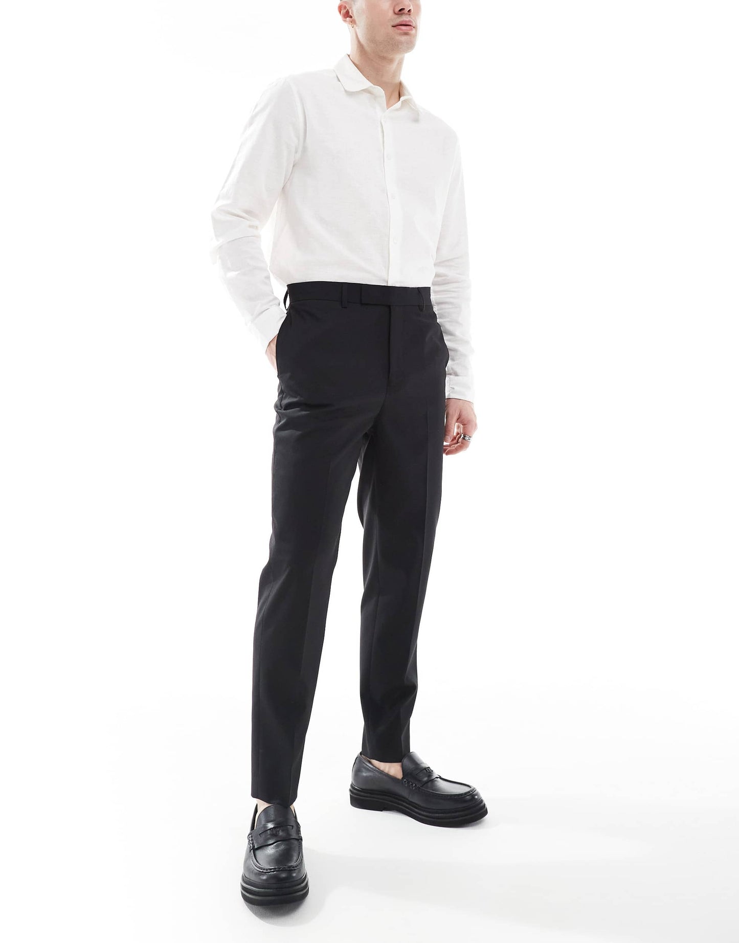 ASOS DESIGN smart tapered fit trousers in black