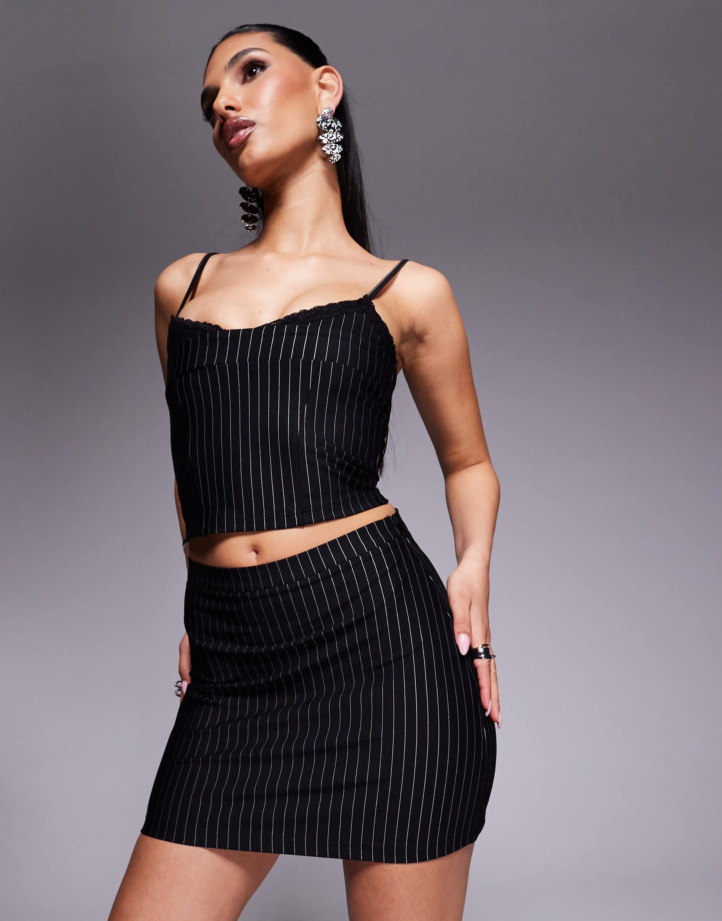 ASOS DESIGN co-ord mini skirt in pinstripe