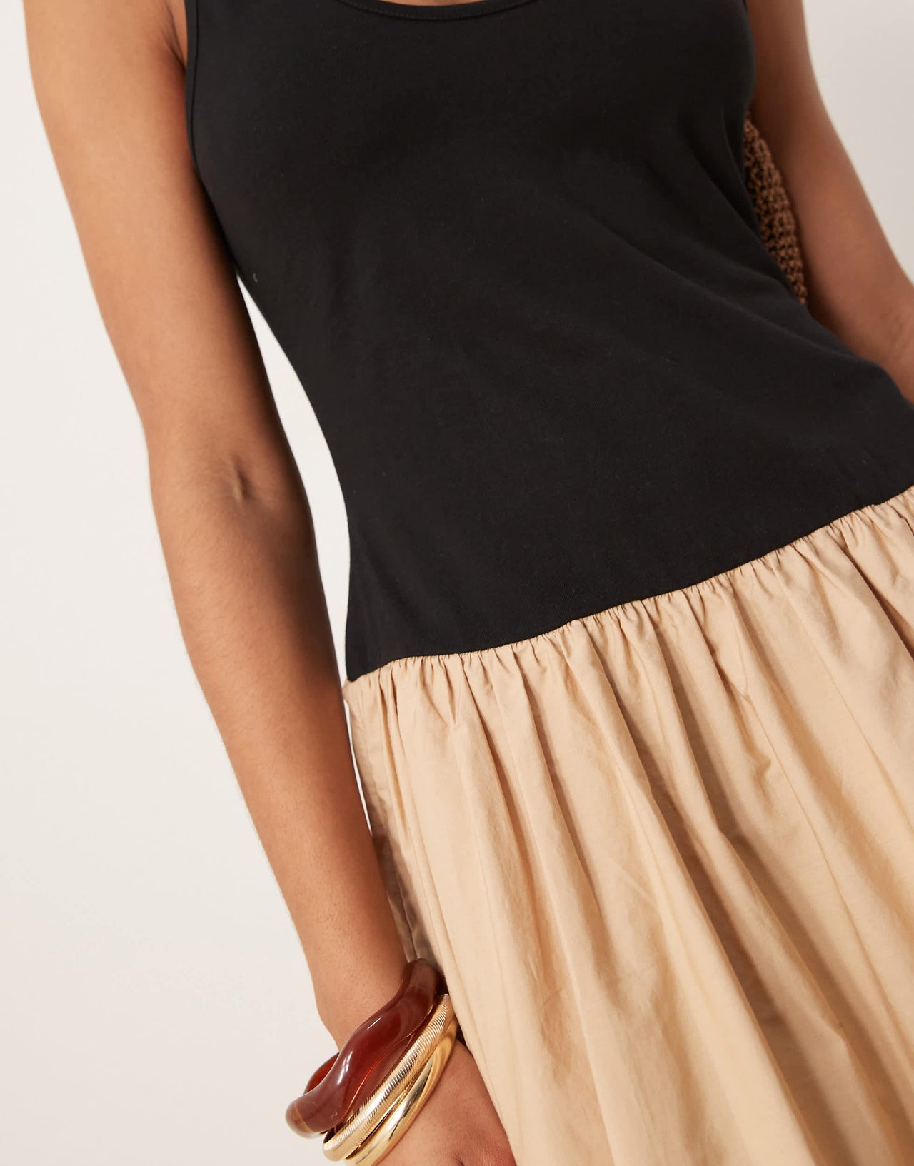 ASOS DESIGN scoop neck hybrid maxi dress in stone