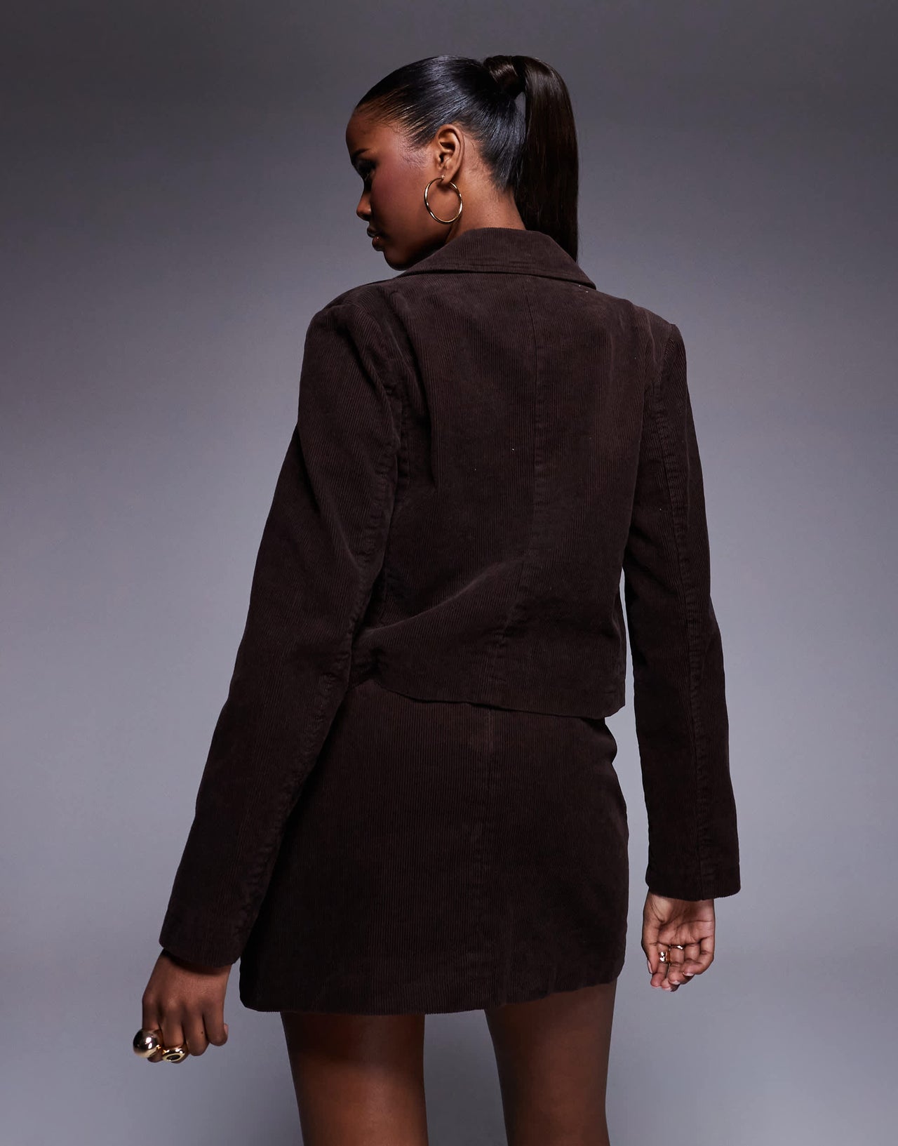 River Island corduroy mini skirt in dark brown