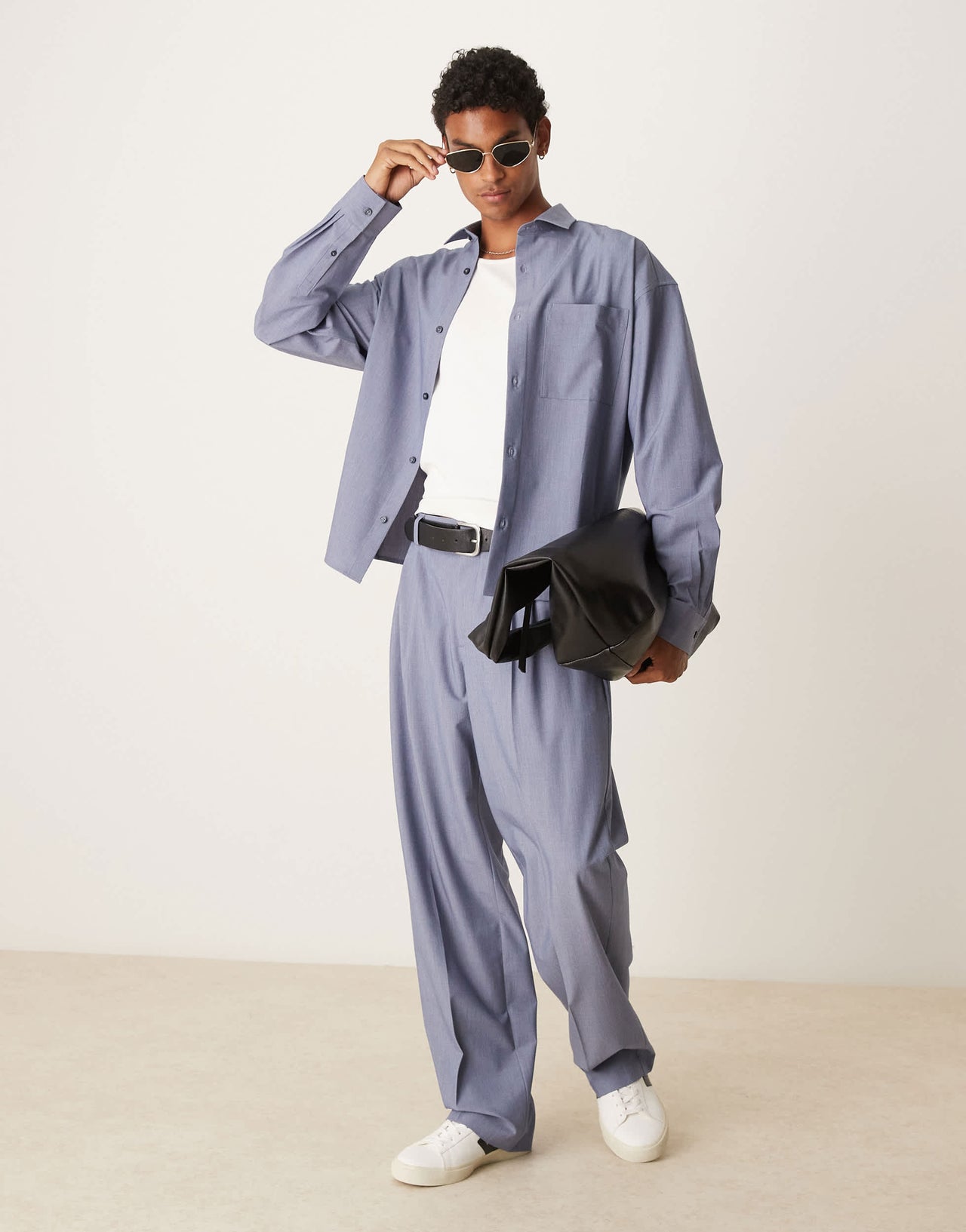ASOS DESIGN co-ord boxy 90s oversized textured shirt in blue