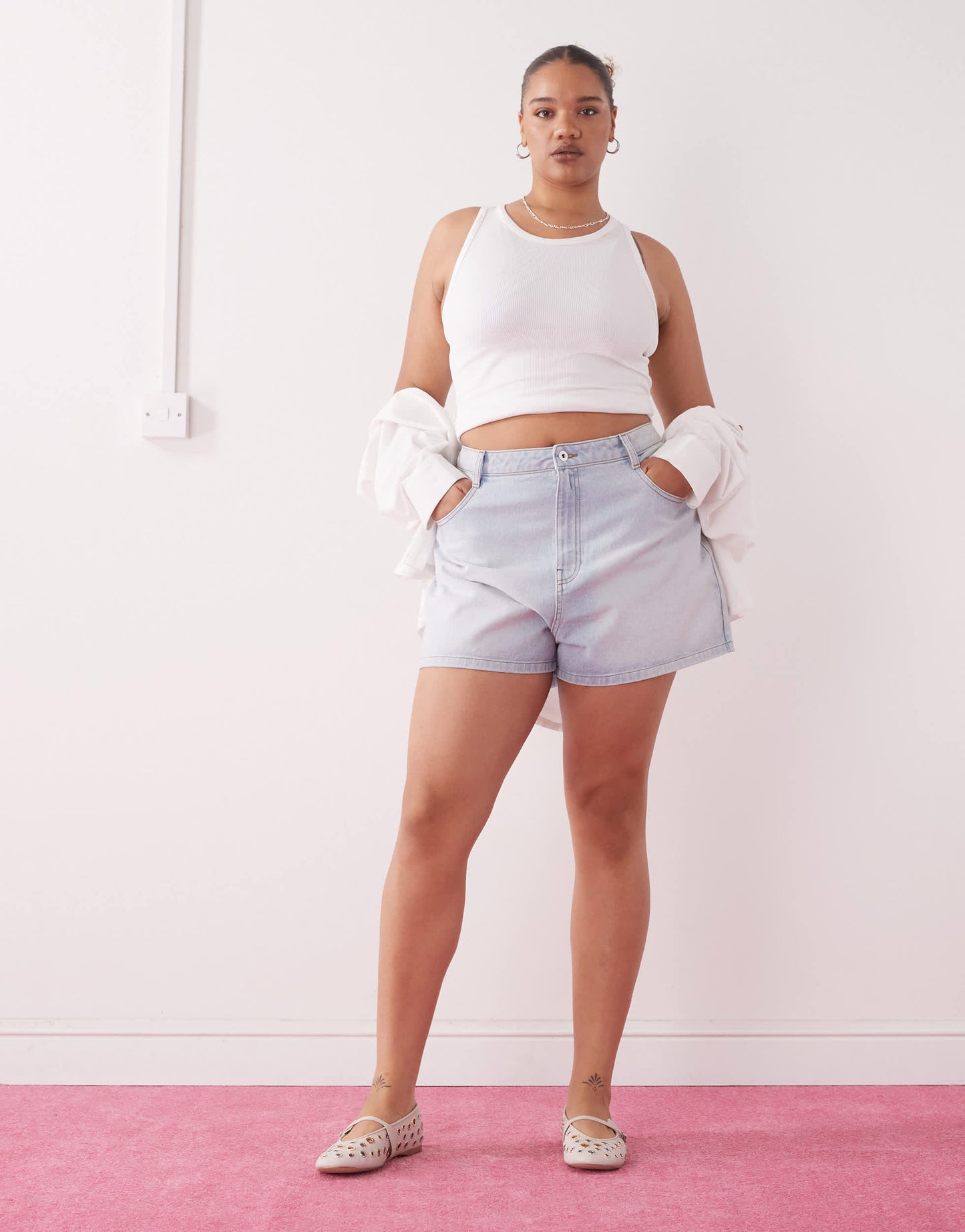 COLLUSION Plus denim loose shorts in light wash