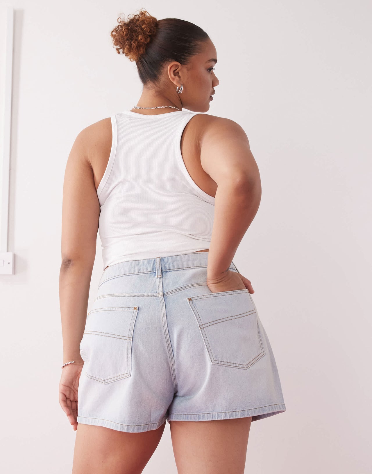 COLLUSION Plus denim loose shorts in light wash