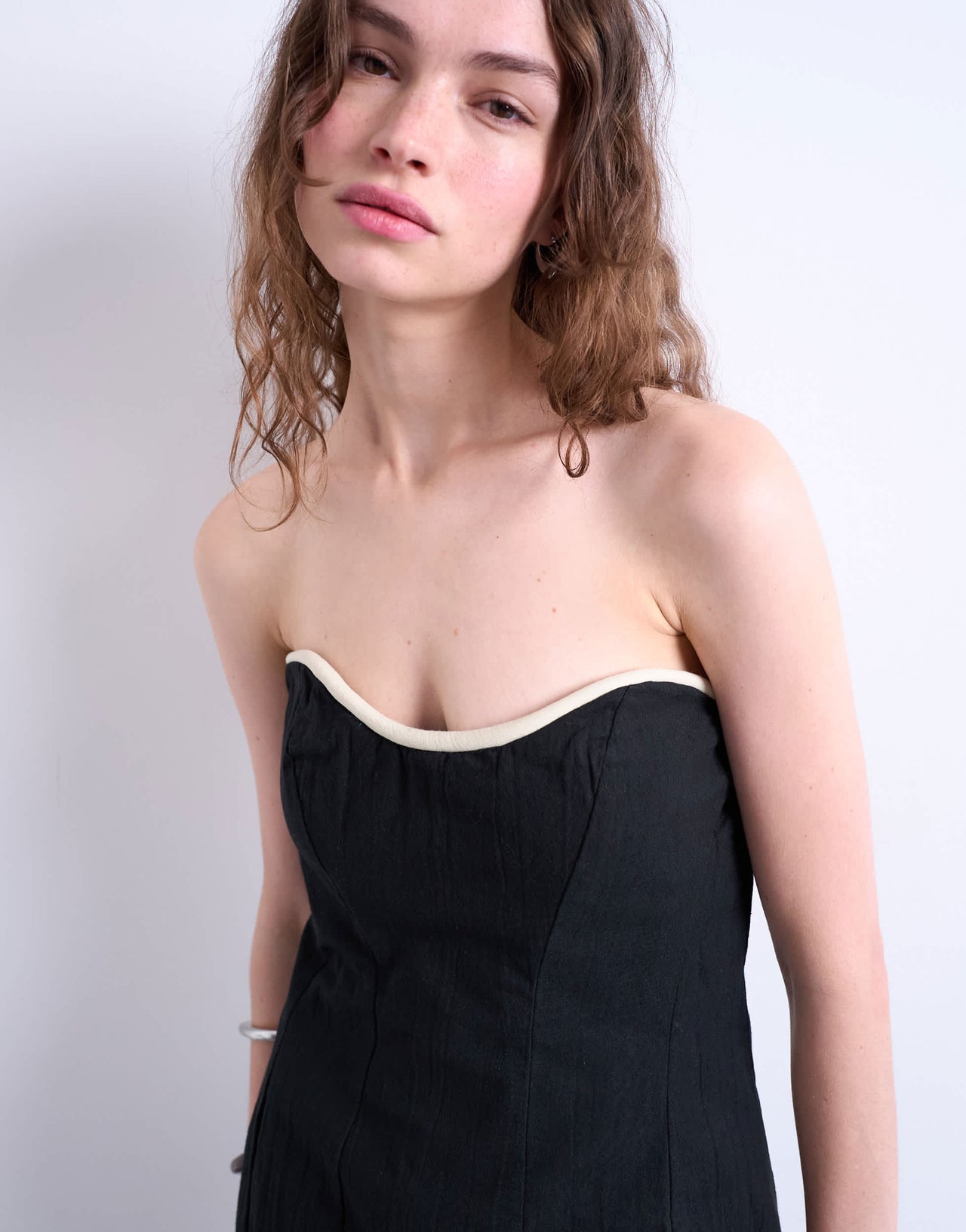 Topshop bandeau in black with white tubing