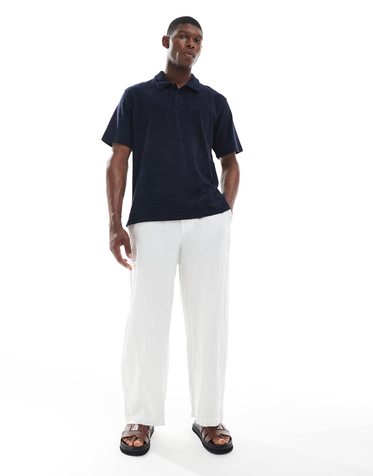 Jack & Jones towelling polo in navy