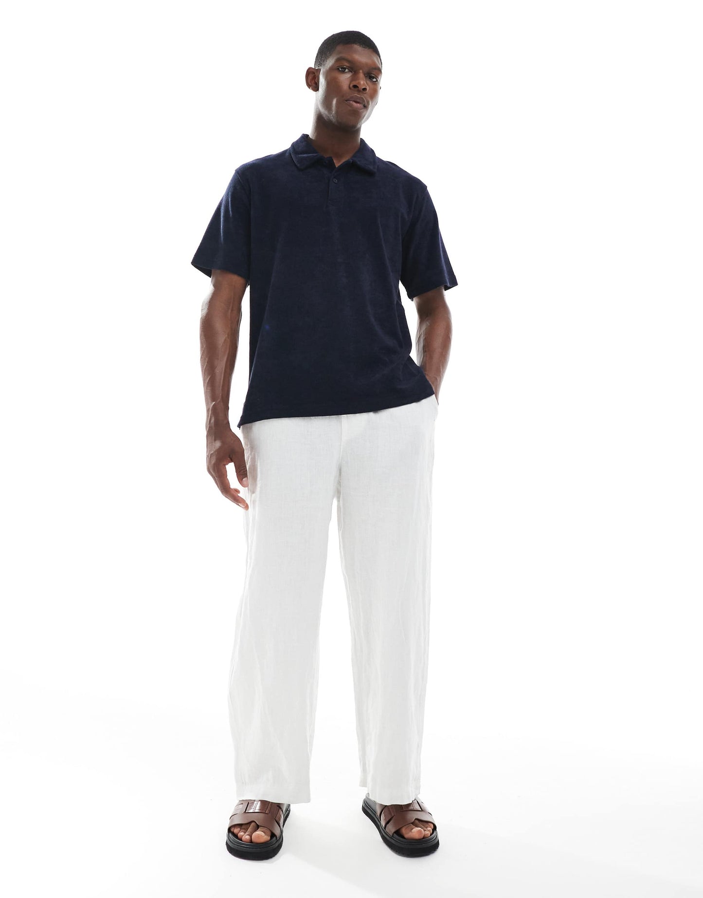Jack & Jones towelling polo in navy