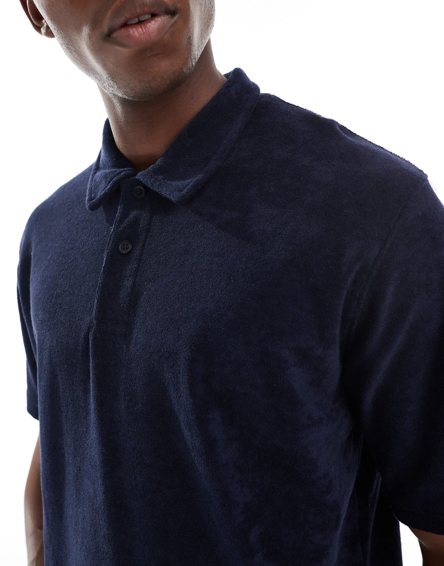 Jack & Jones towelling polo in navy