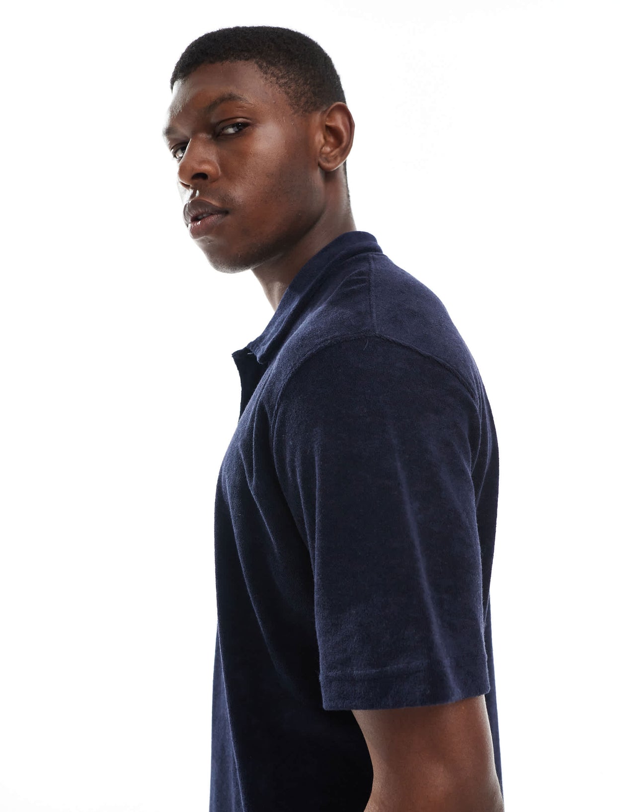 Jack & Jones towelling polo in navy
