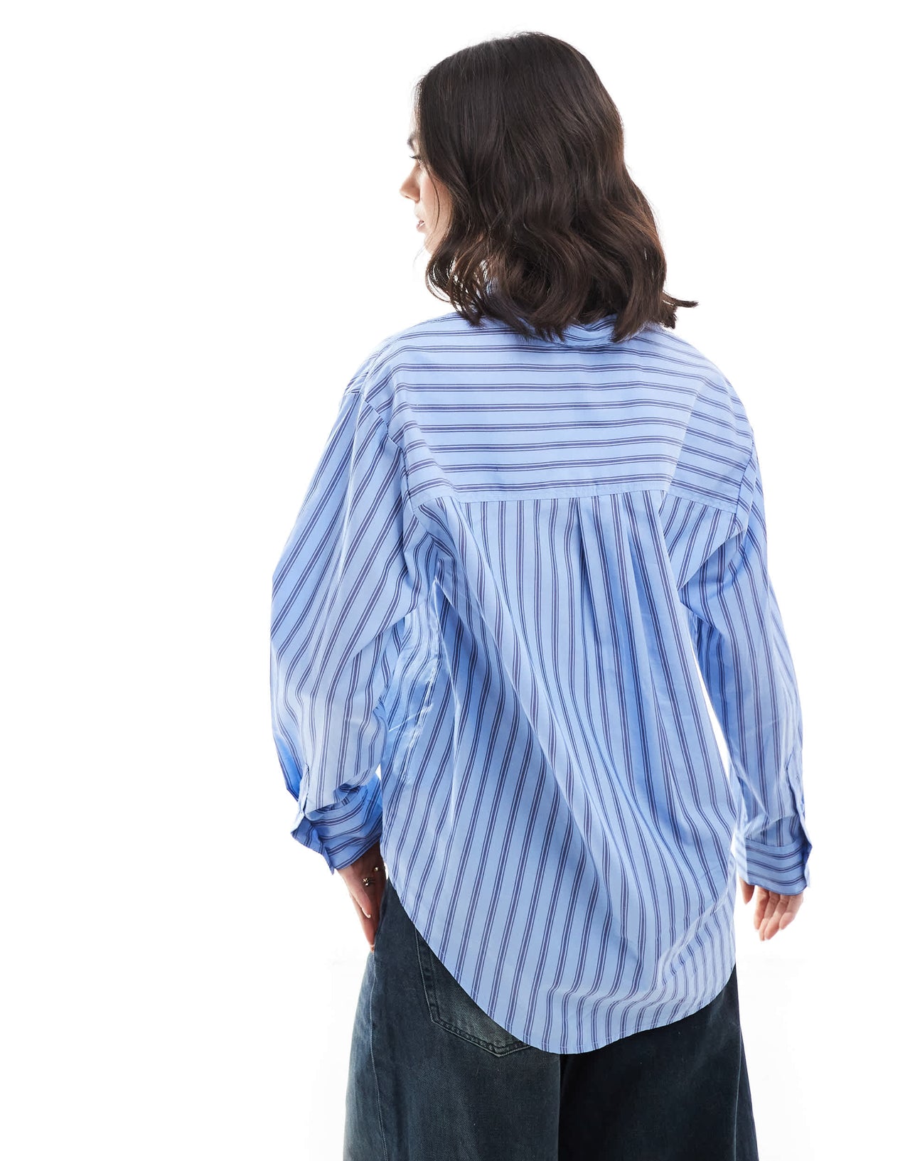 Bershka oversized shirt in blue pinstripe
