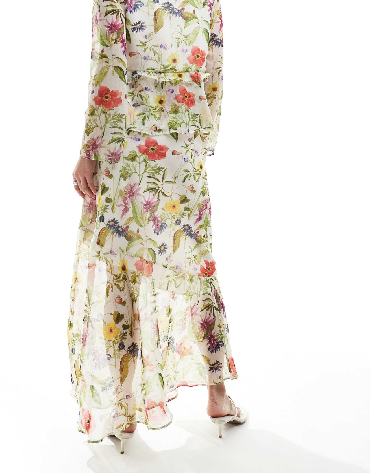 French Connection Hallie maxi skirt co-ord in white floral print
