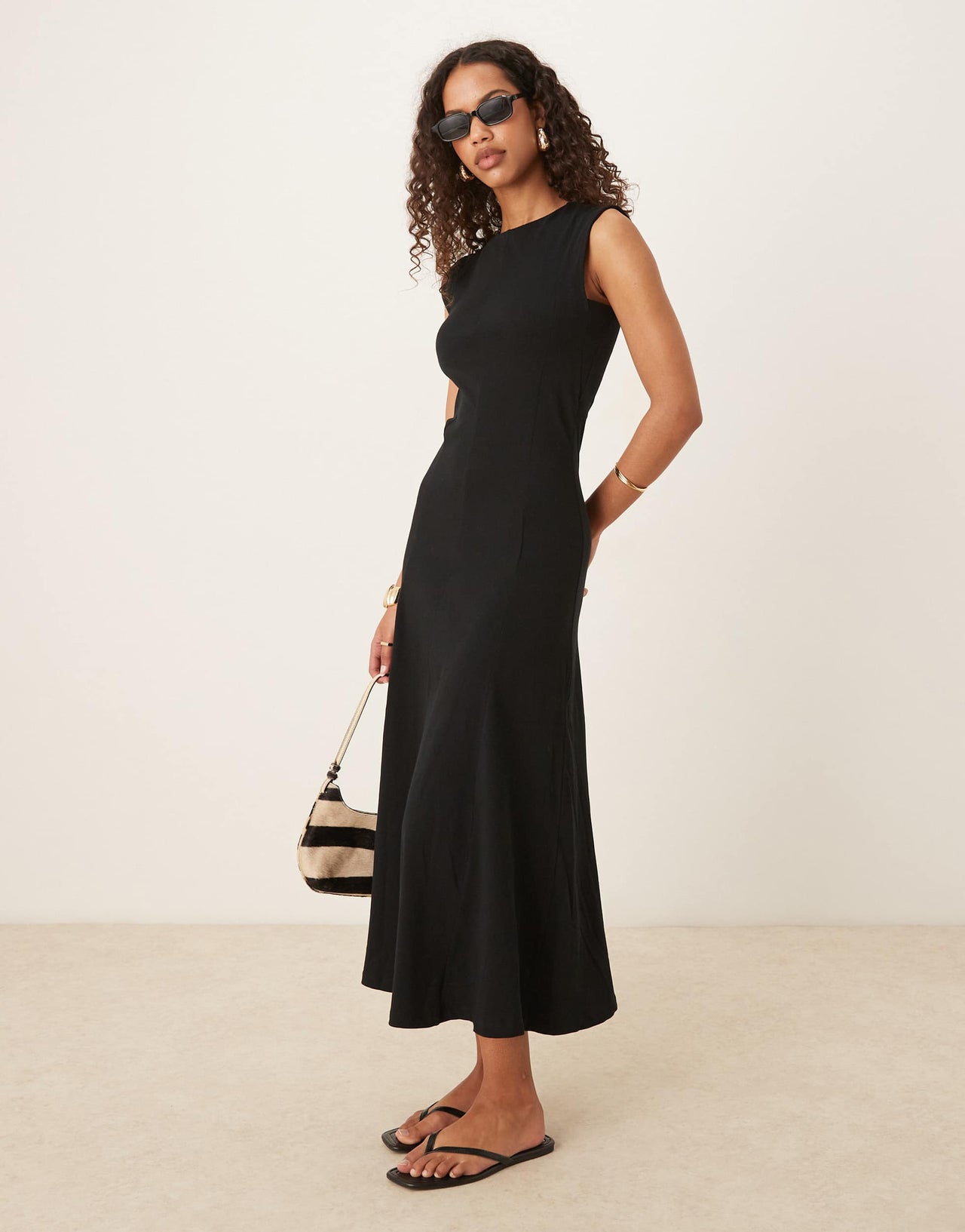 ASOS Design cotton sleeveless midi sundress in black