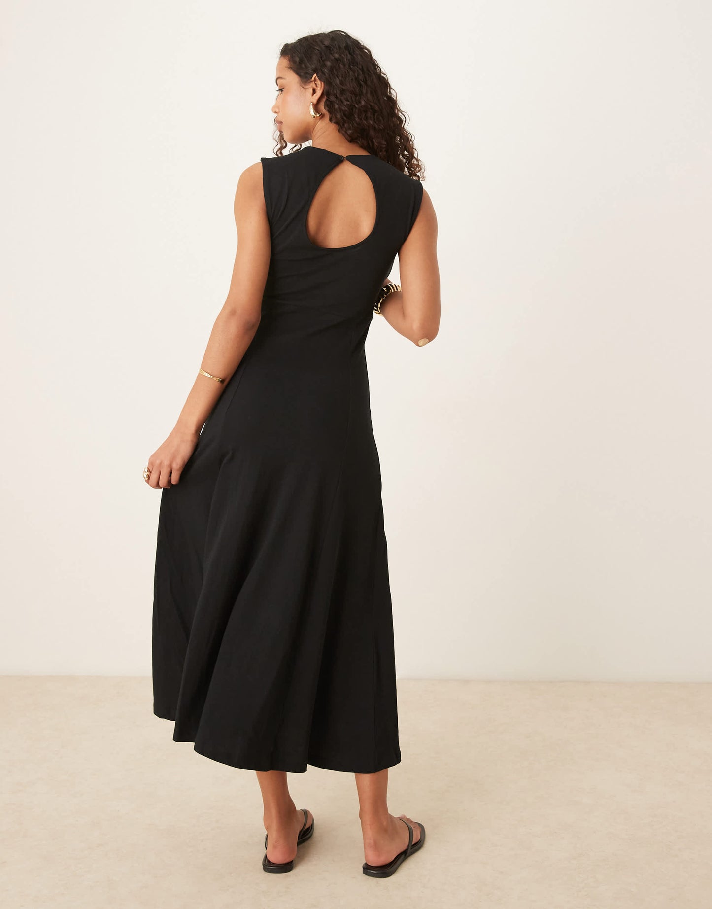 ASOS Design cotton sleeveless midi sundress in black