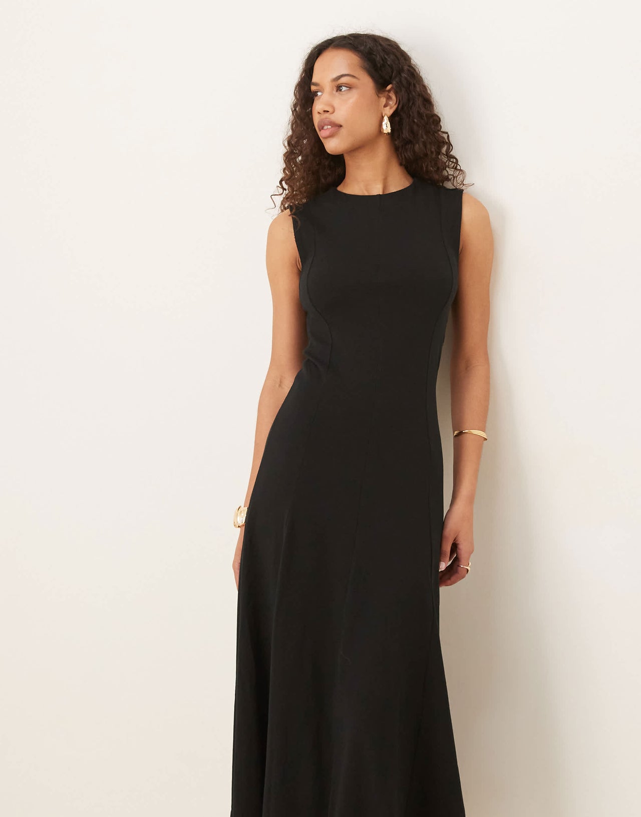 ASOS Design cotton sleeveless midi sundress in black