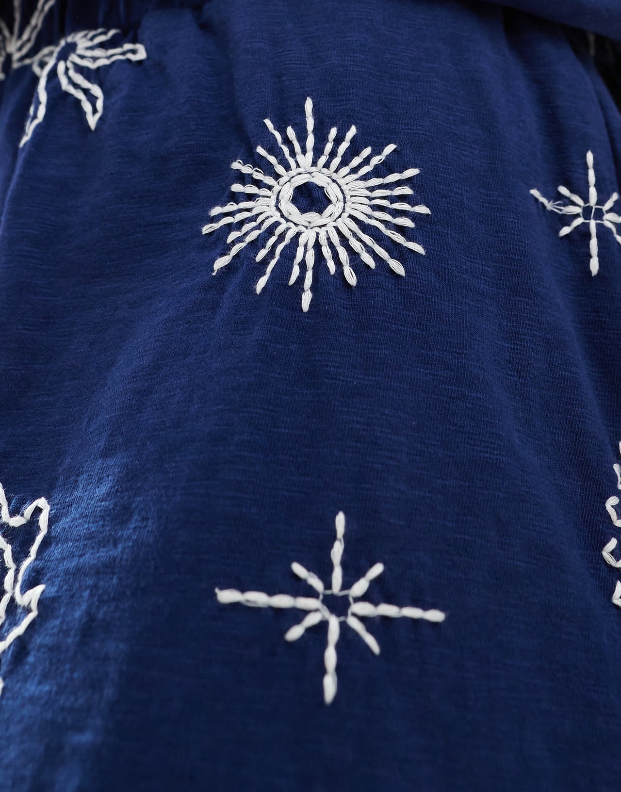 ASOS DESIGN boxer short co-ord with solstice embroidery in navy