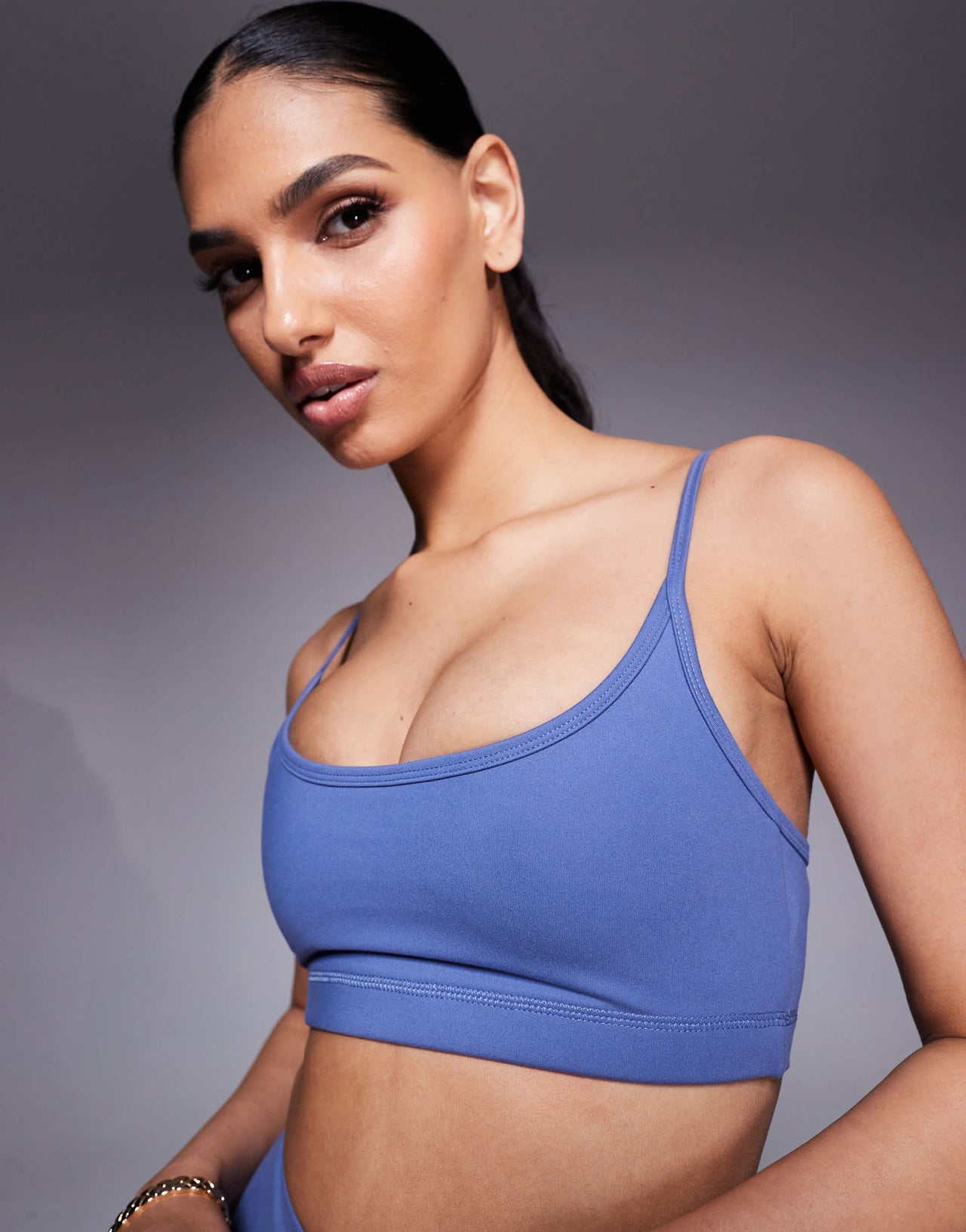4505 Icon soft touch light support sports bra with adjustable straps in china blue