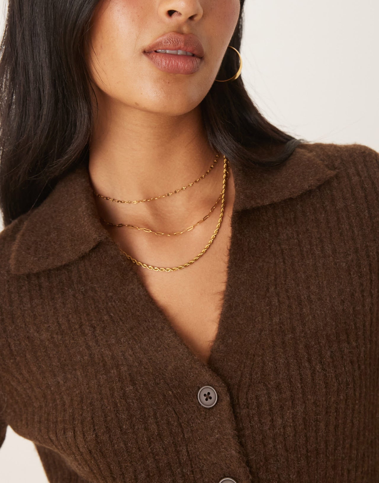 ASOS DESIGN knitted longline fitted shirt in chocolate