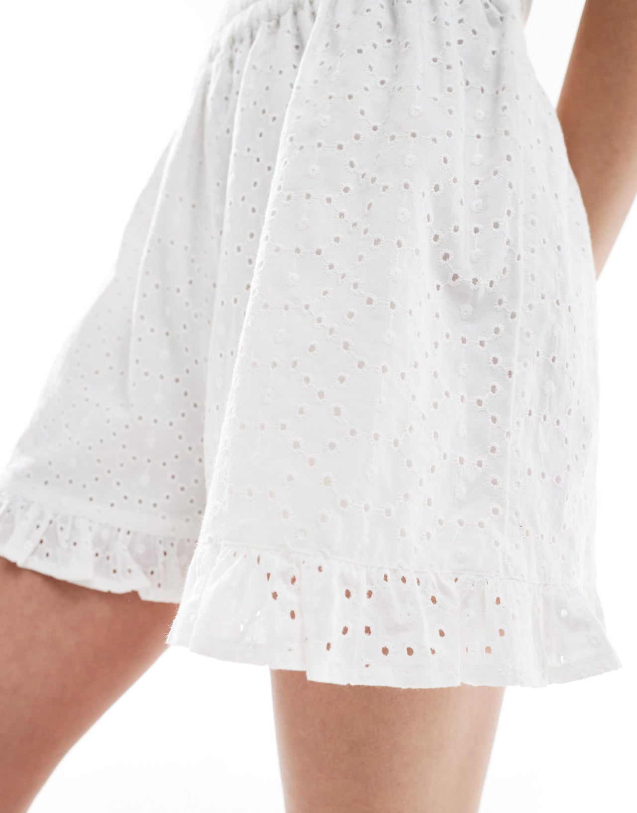 Miss Selfridge broderie shorts co ord in white