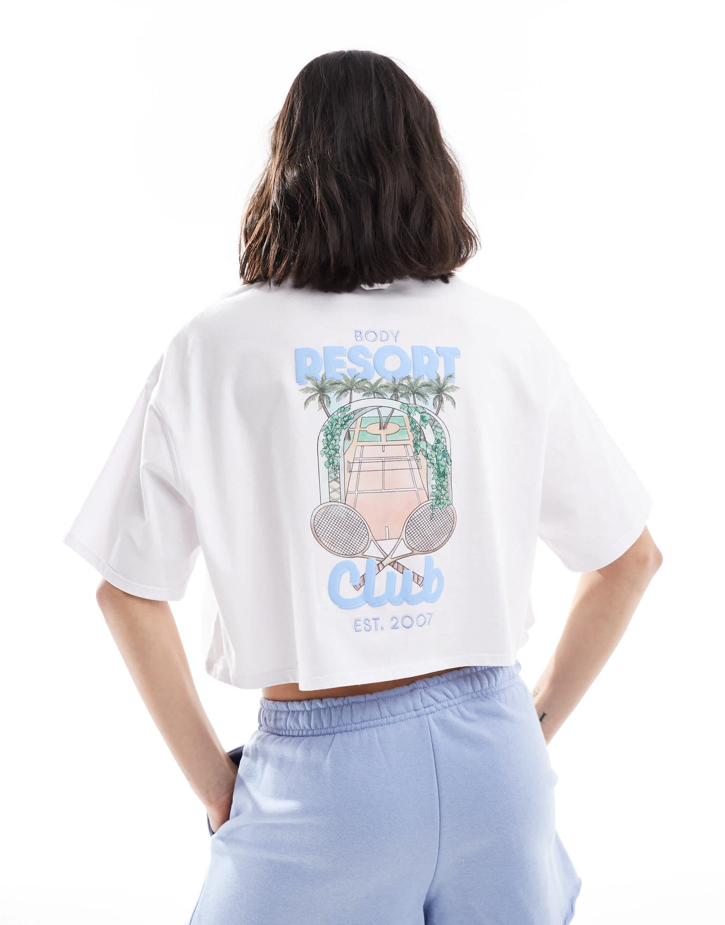 Cotton On resort club crop t-shirt in white