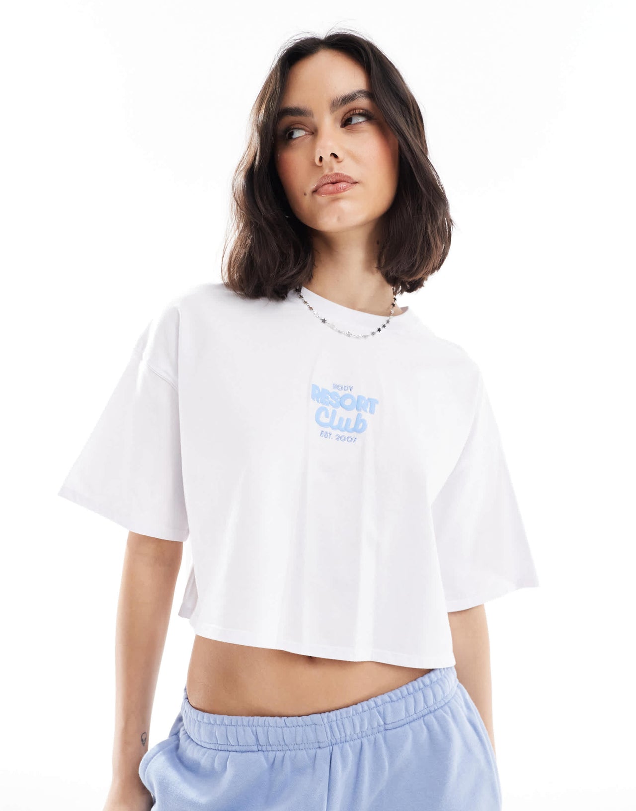Cotton On resort club crop t-shirt in white