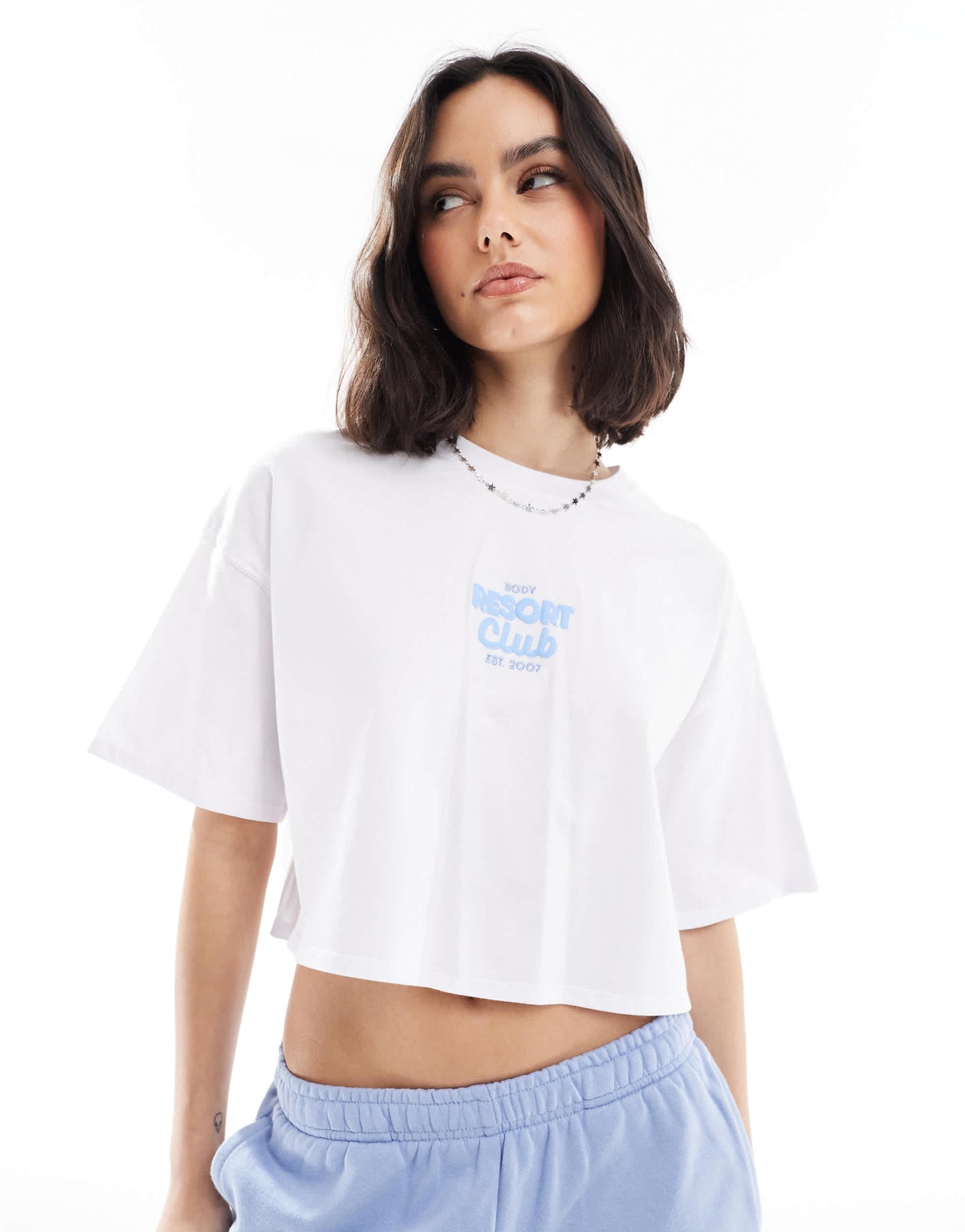Cotton On resort club crop t-shirt in white