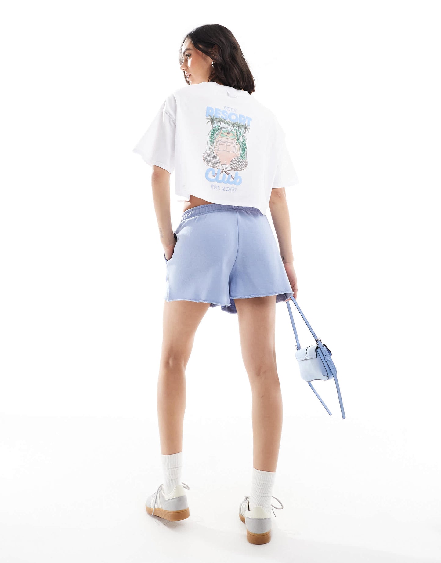 Cotton On resort club crop t-shirt in white