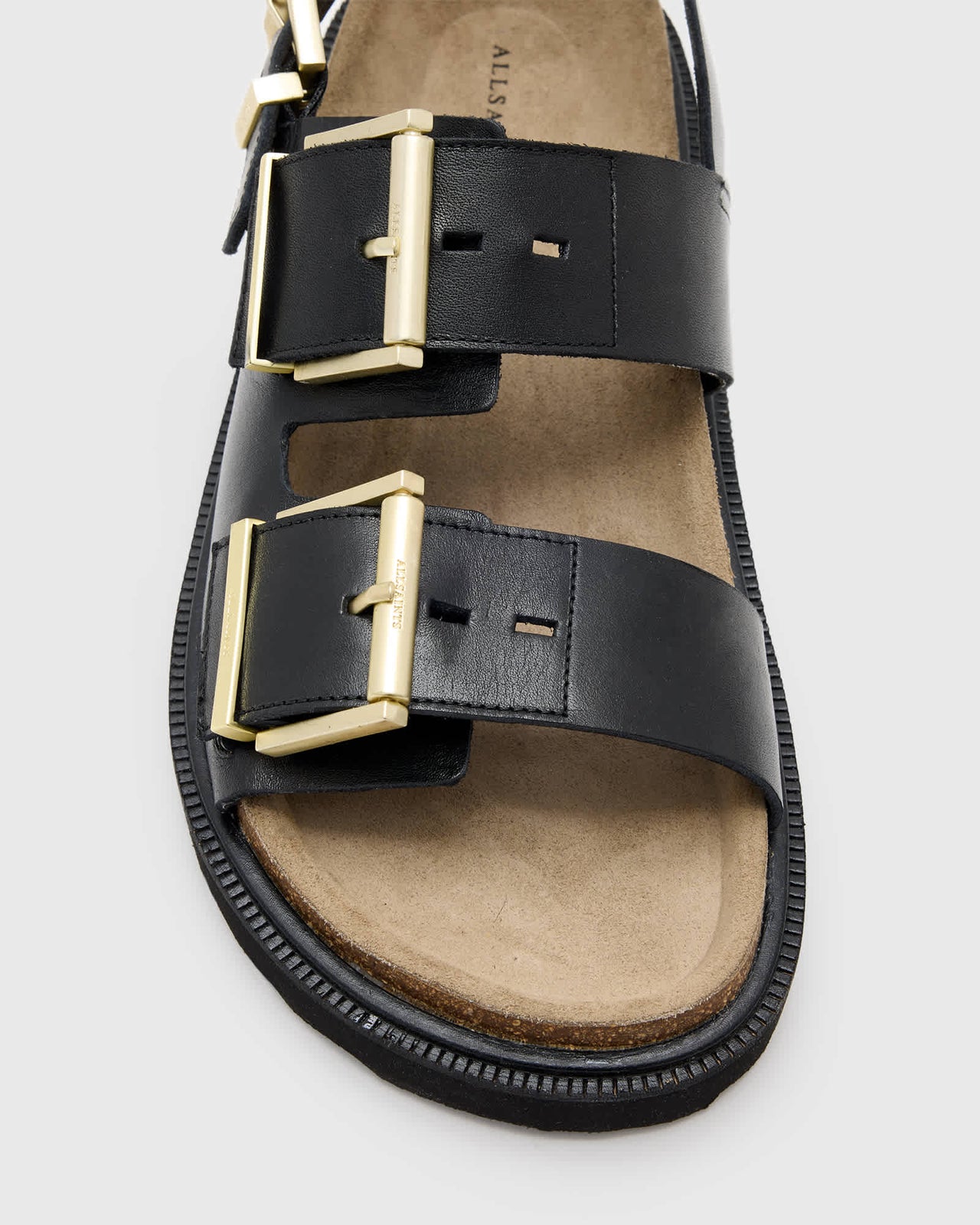 AllSaints Isla leather sandals in black