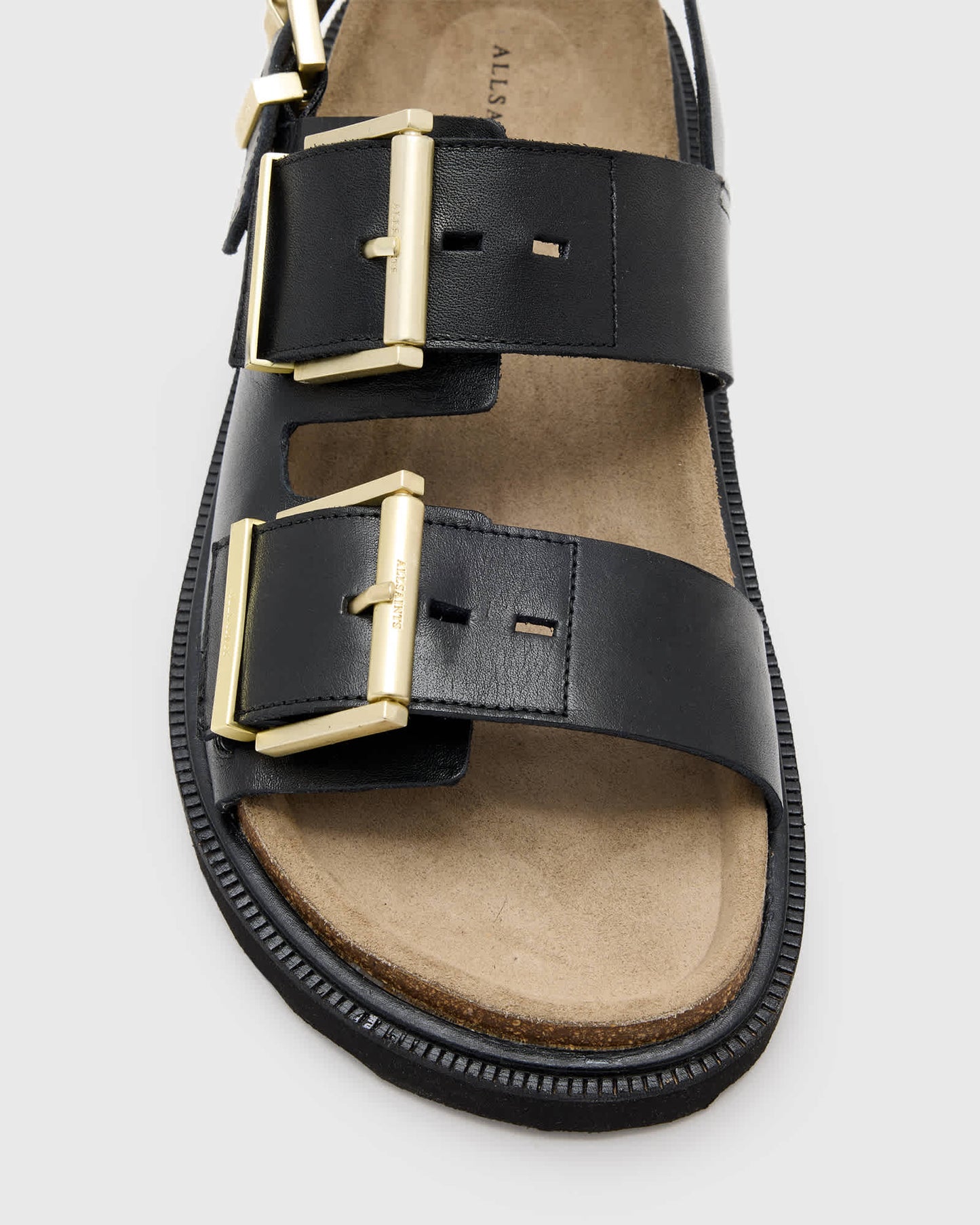 AllSaints Isla leather sandals in black