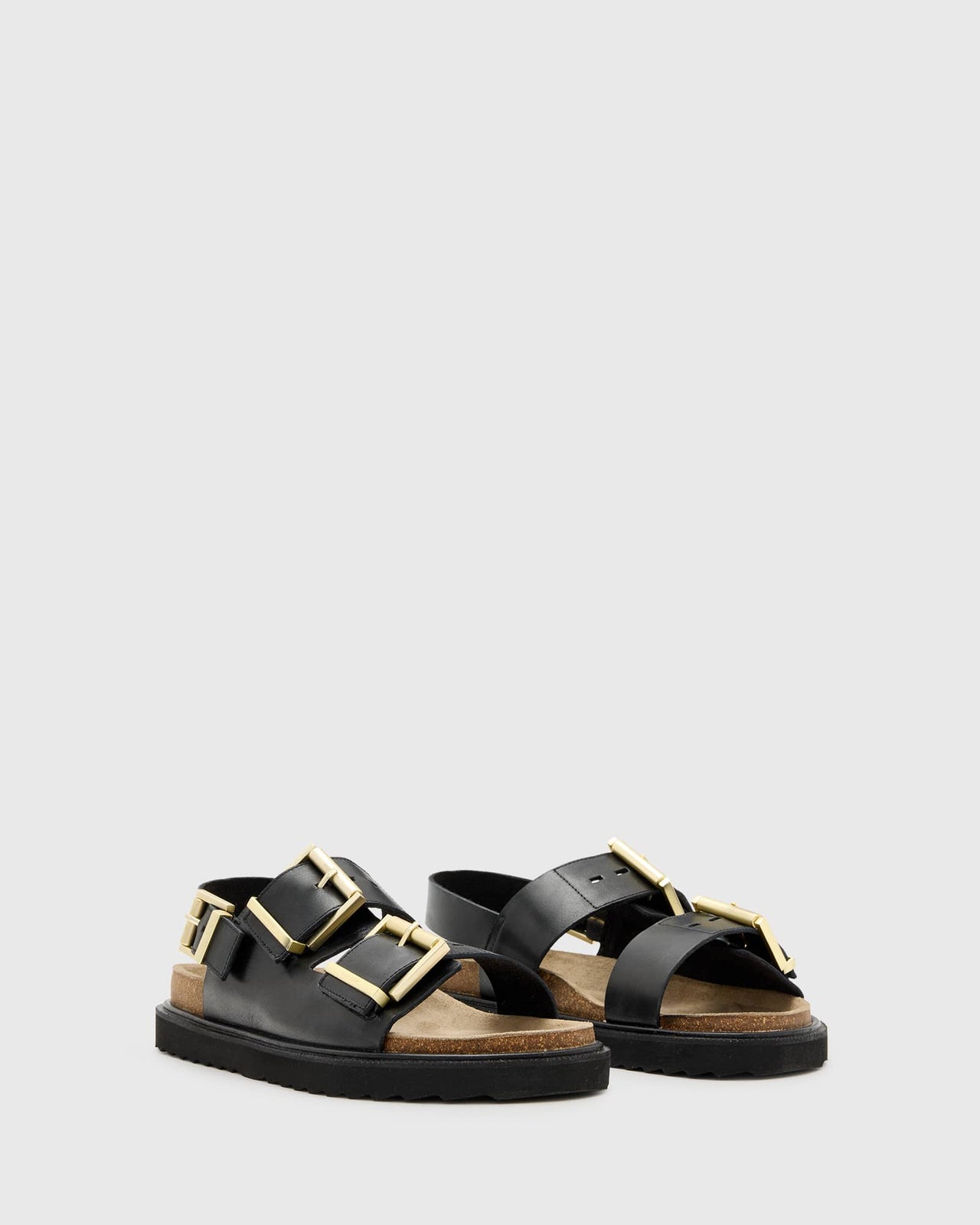 AllSaints Isla leather sandals in black