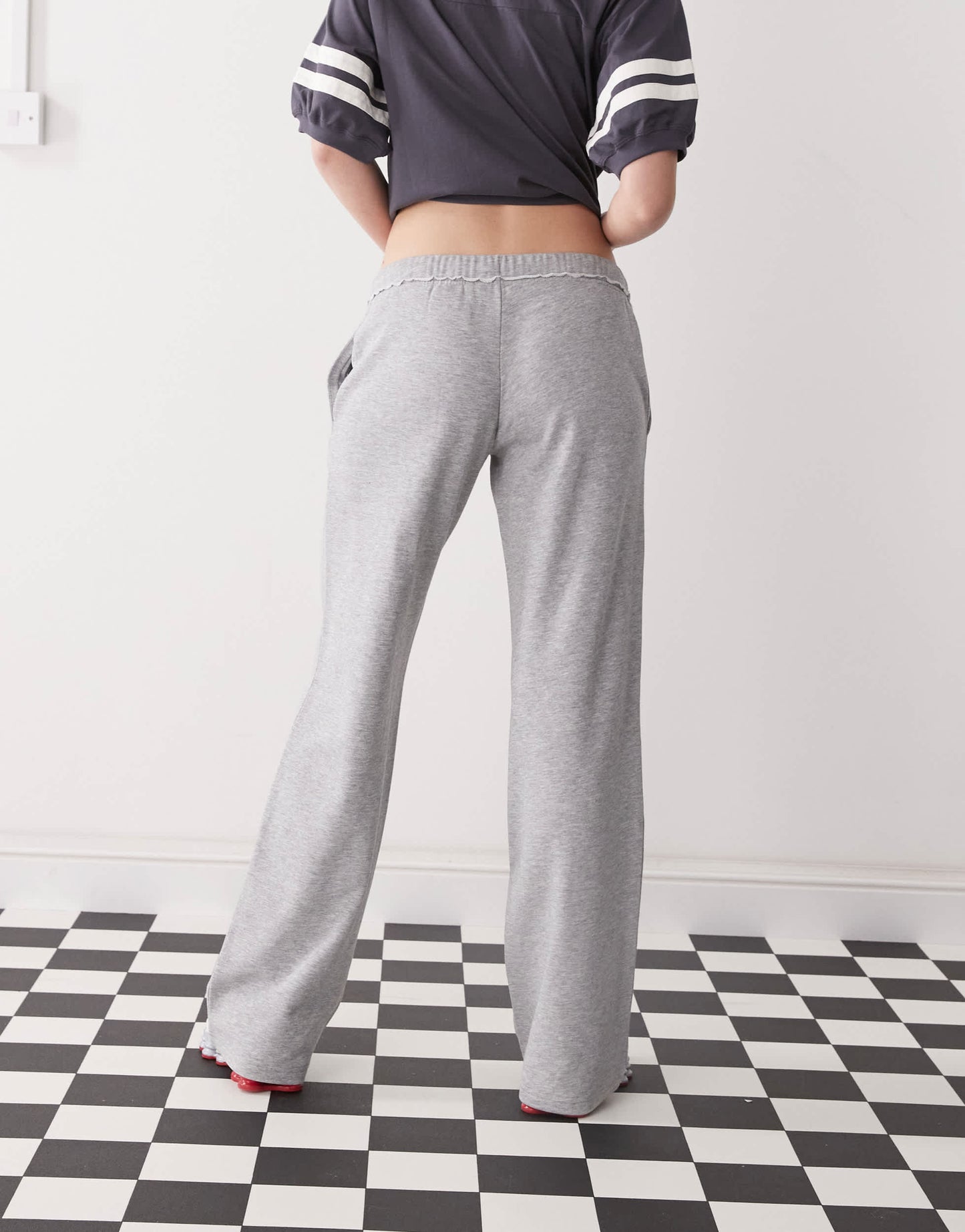 Monki straight leg terry joggers in grey