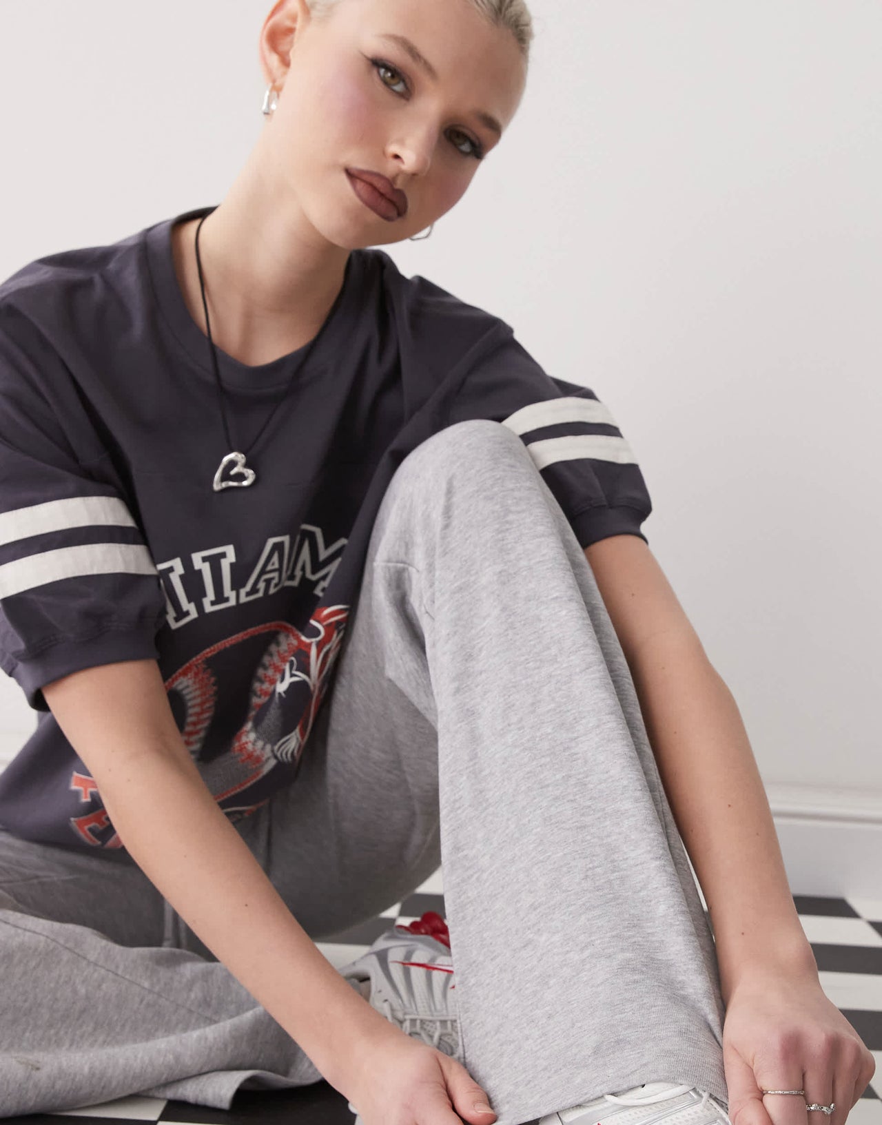 Monki straight leg terry joggers in grey