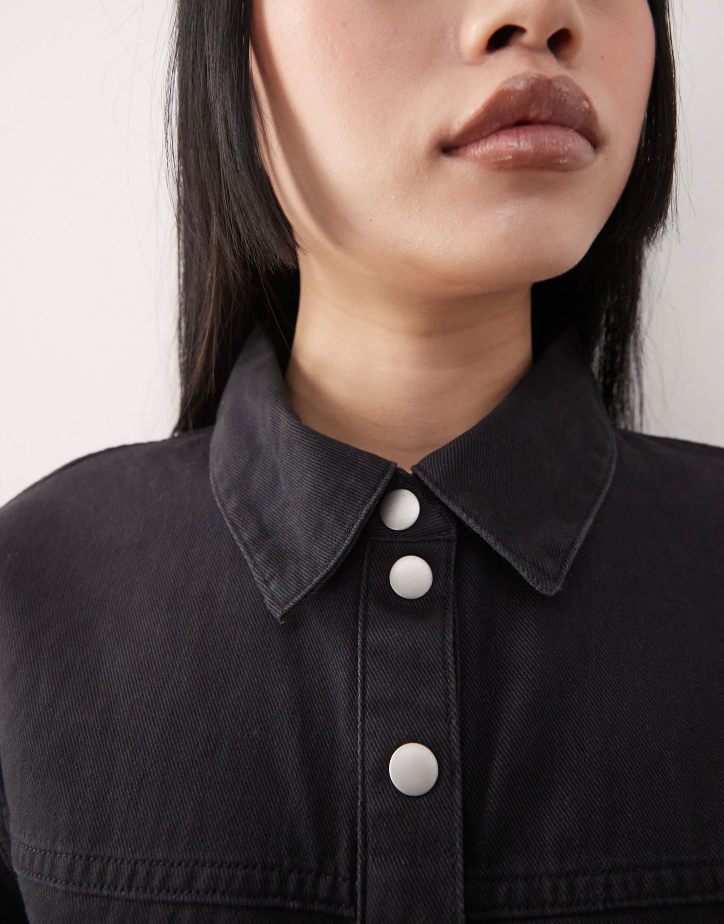 Monki oversized twill shirt dress in washed black