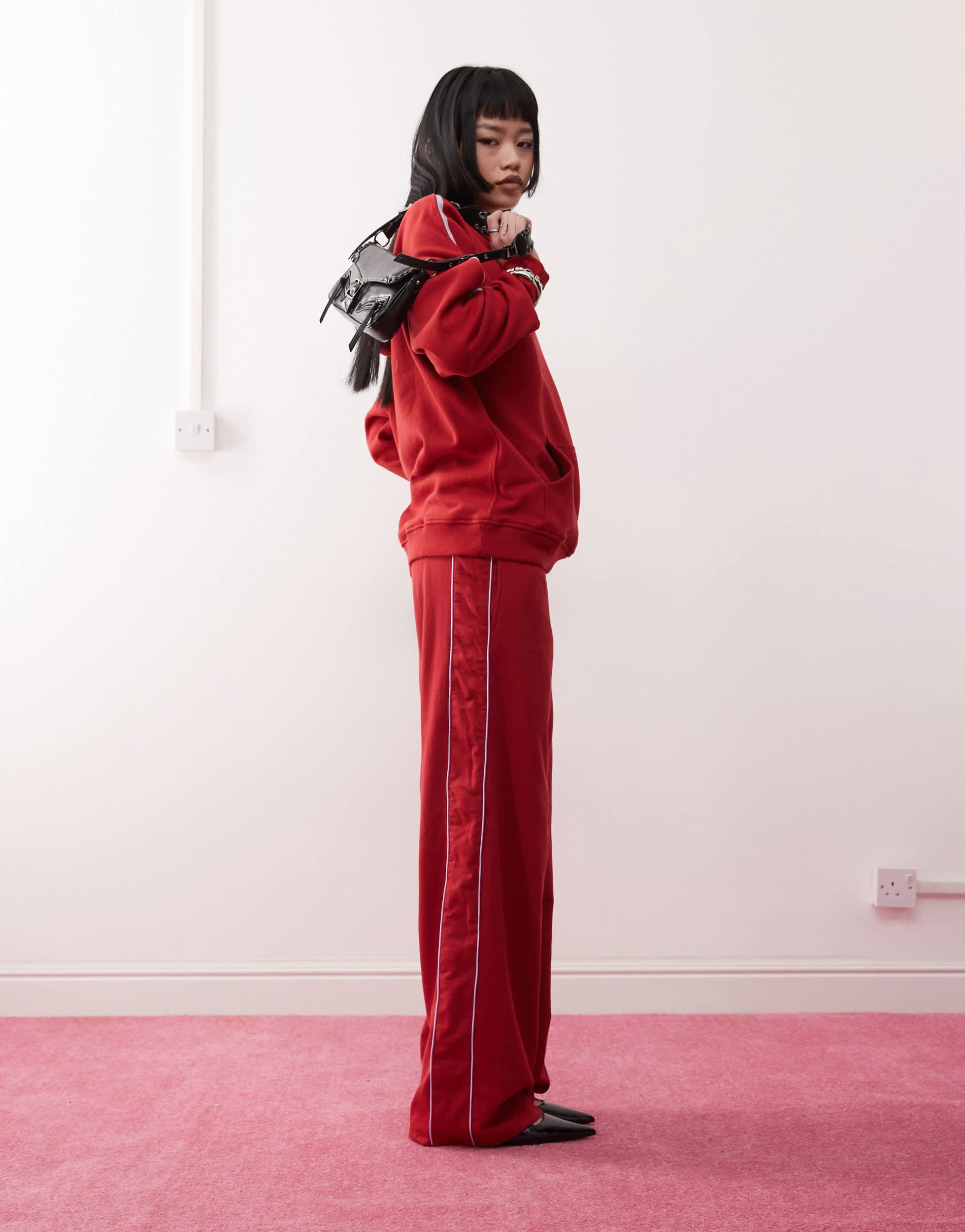 Motel benton wide leg jogger co-ord in adrenaline red