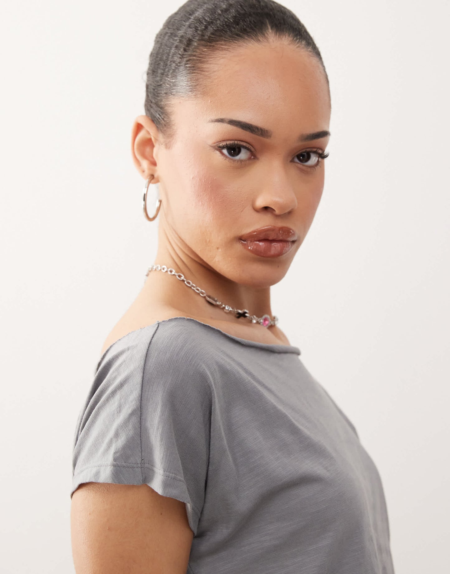Motel balia asymmetric t-shirt in grey