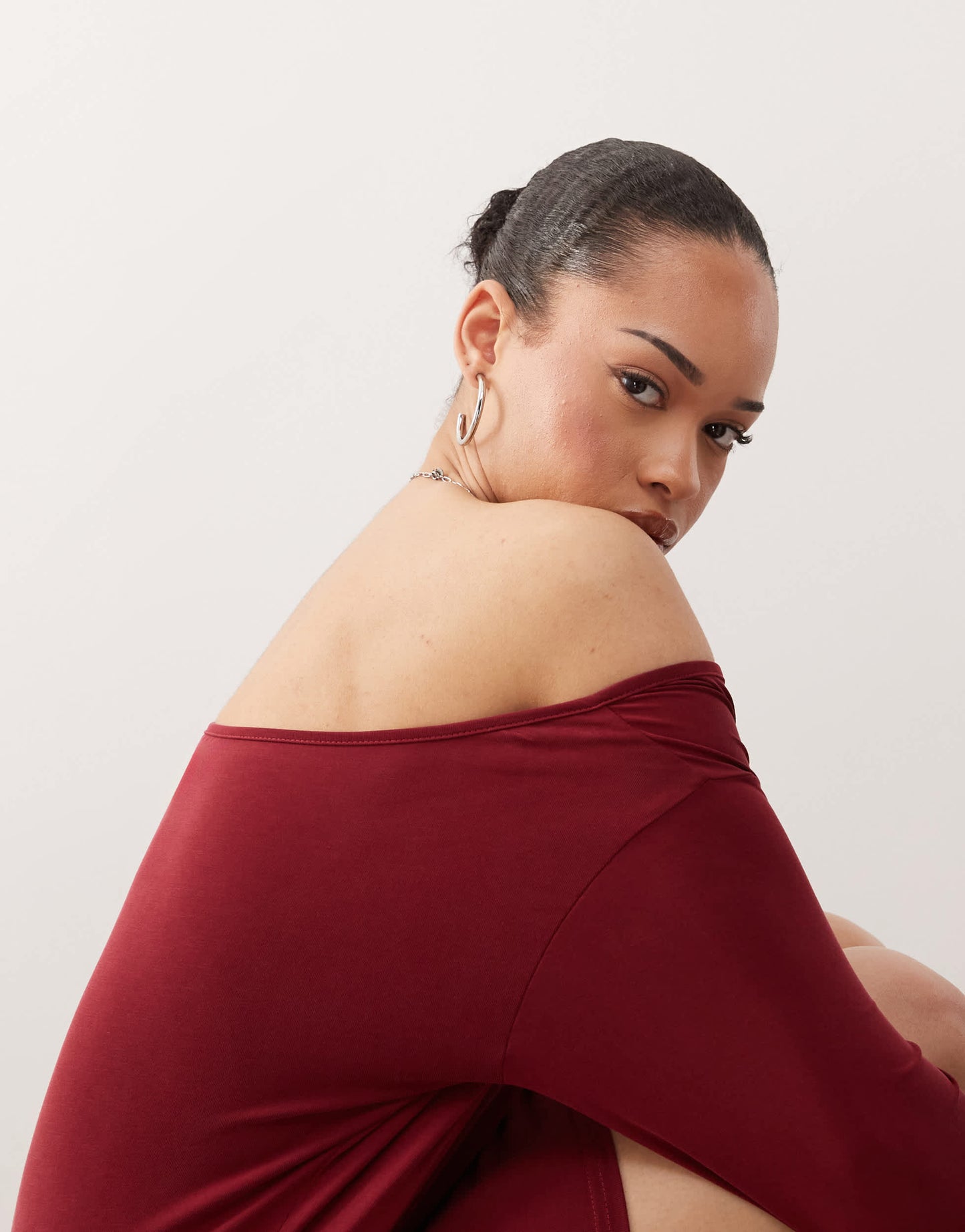 Motel shelisa slouchy mini dress in deep red