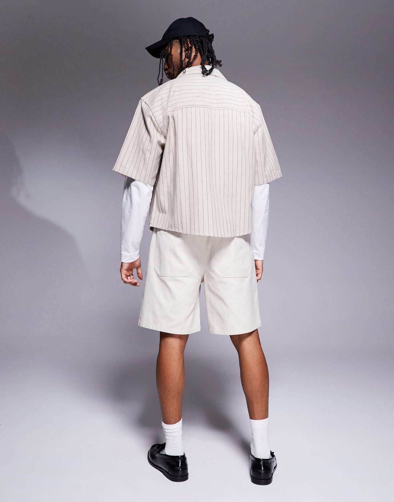 ASOS DESIGN mid length shorts in stone