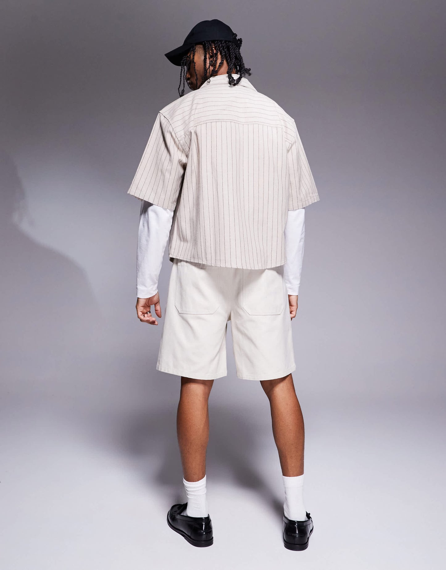 ASOS DESIGN mid length shorts in stone