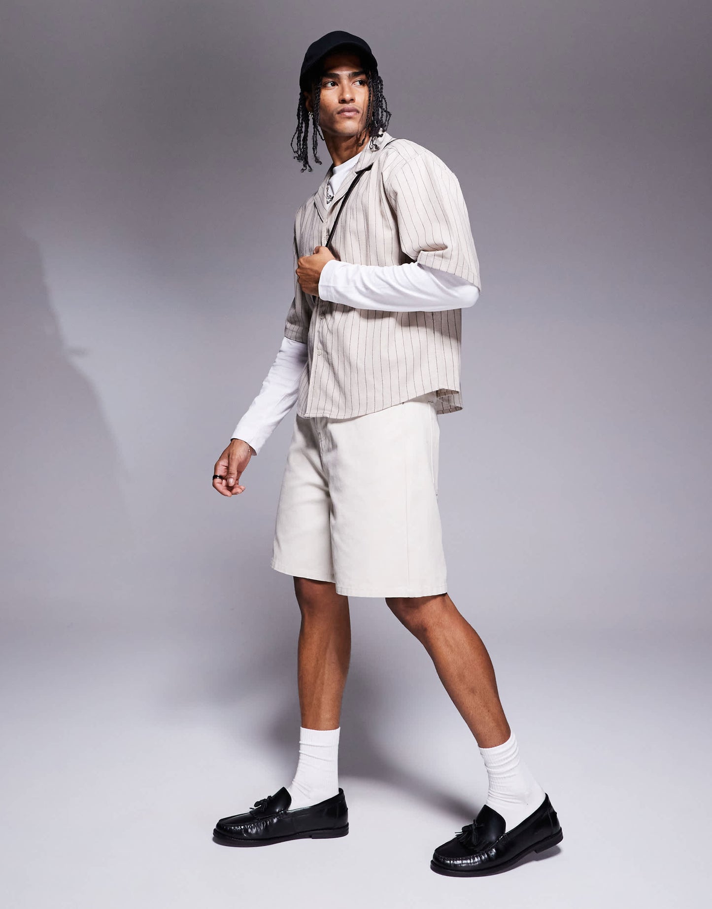 ASOS DESIGN mid length shorts in stone