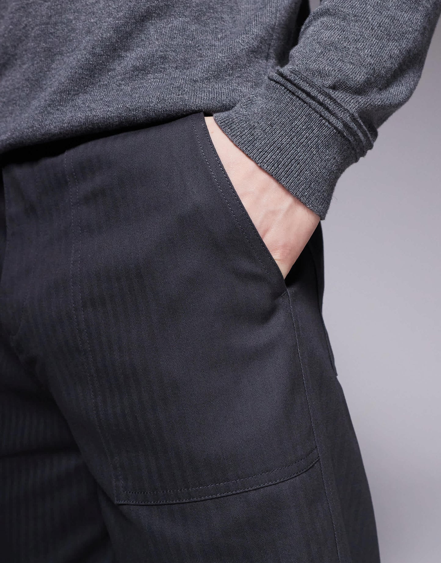 ASOS DESIGN straight leg herringbone trouser in grey