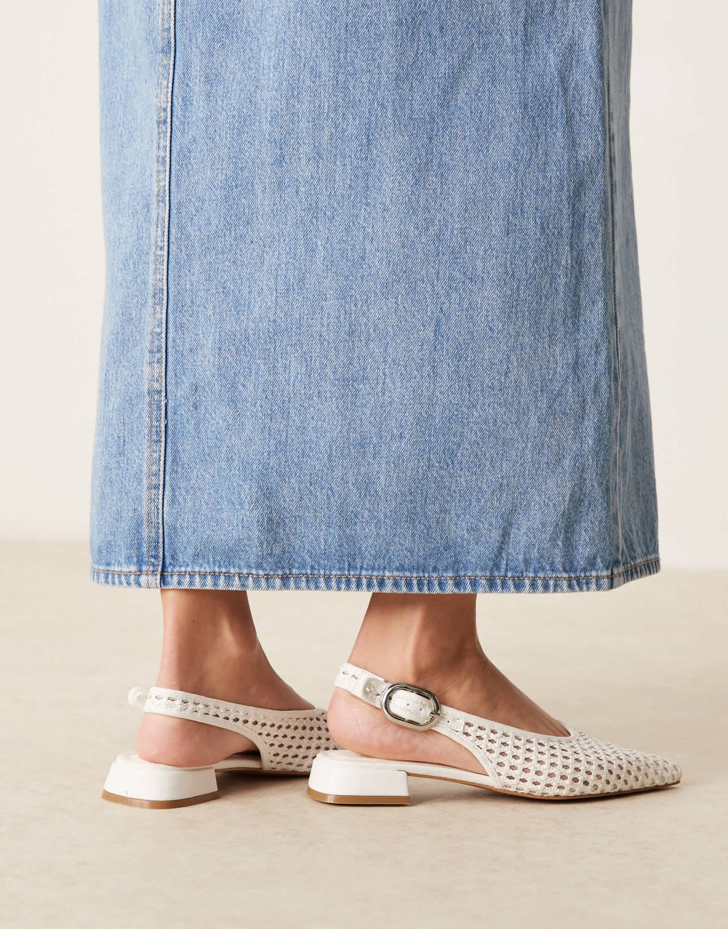 ASOS DESIGN Leonora slingback ballet in white weave