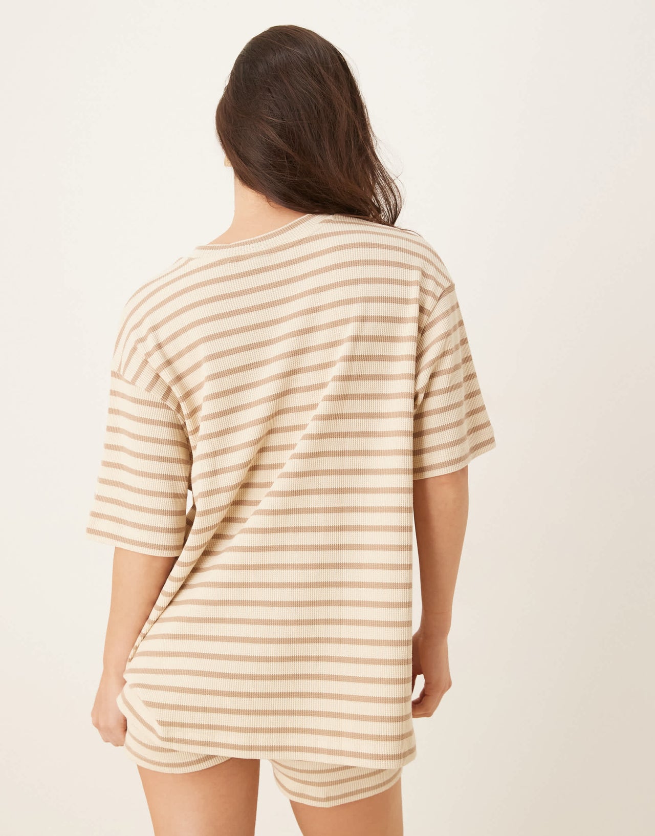 ASOS DESIGN oversized t-shirt in textured neutral stripe